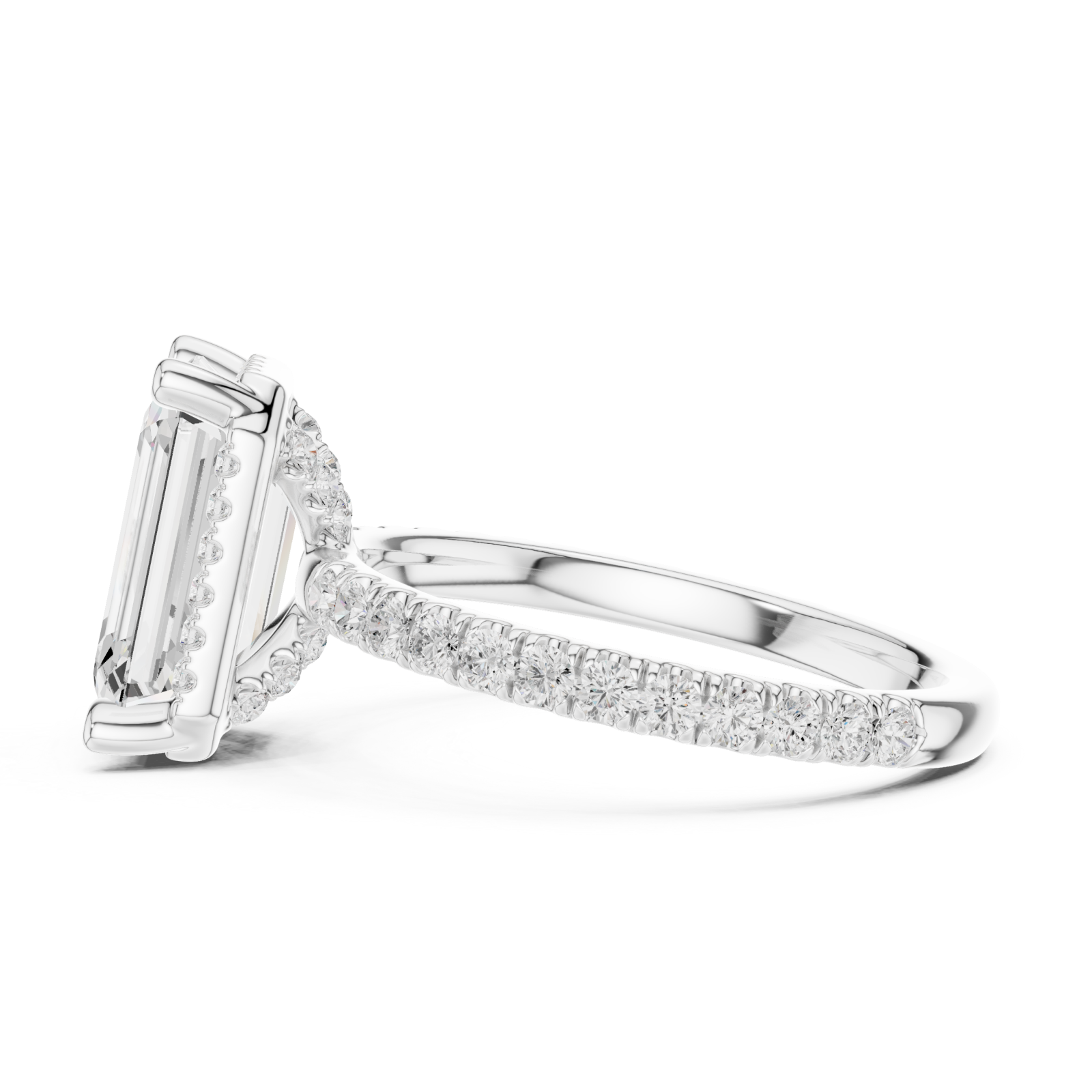  White Gold Lustrous Empress Solitaire Ring Side View
