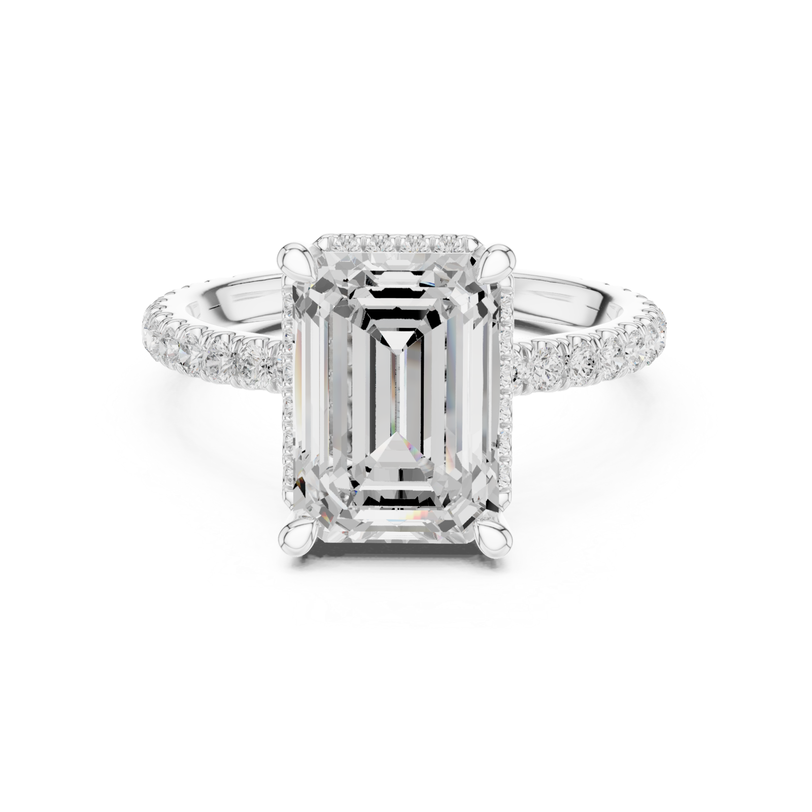  White Gold Lustrous Empress Solitaire Ring Front View
