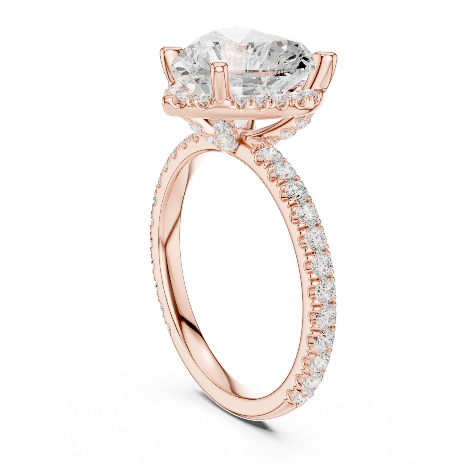  Rose Gold Heart's Embrace Halo Ring Left View