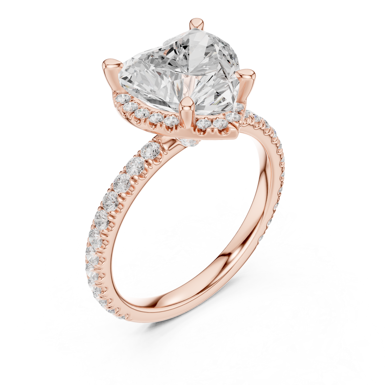  Rose Gold Heart's Embrace Halo Ring Right View