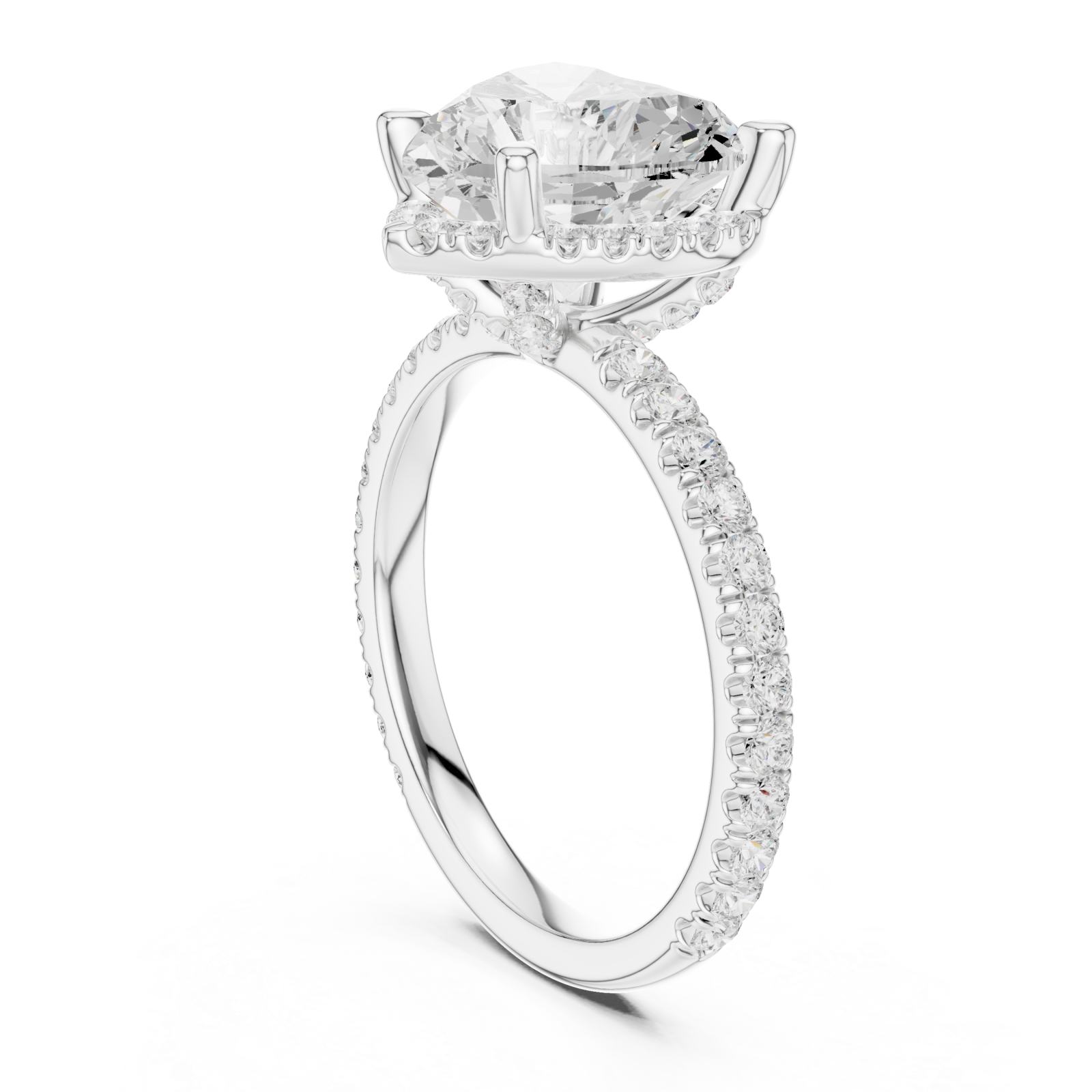  White Gold Heart's Embrace Halo Ring Left View