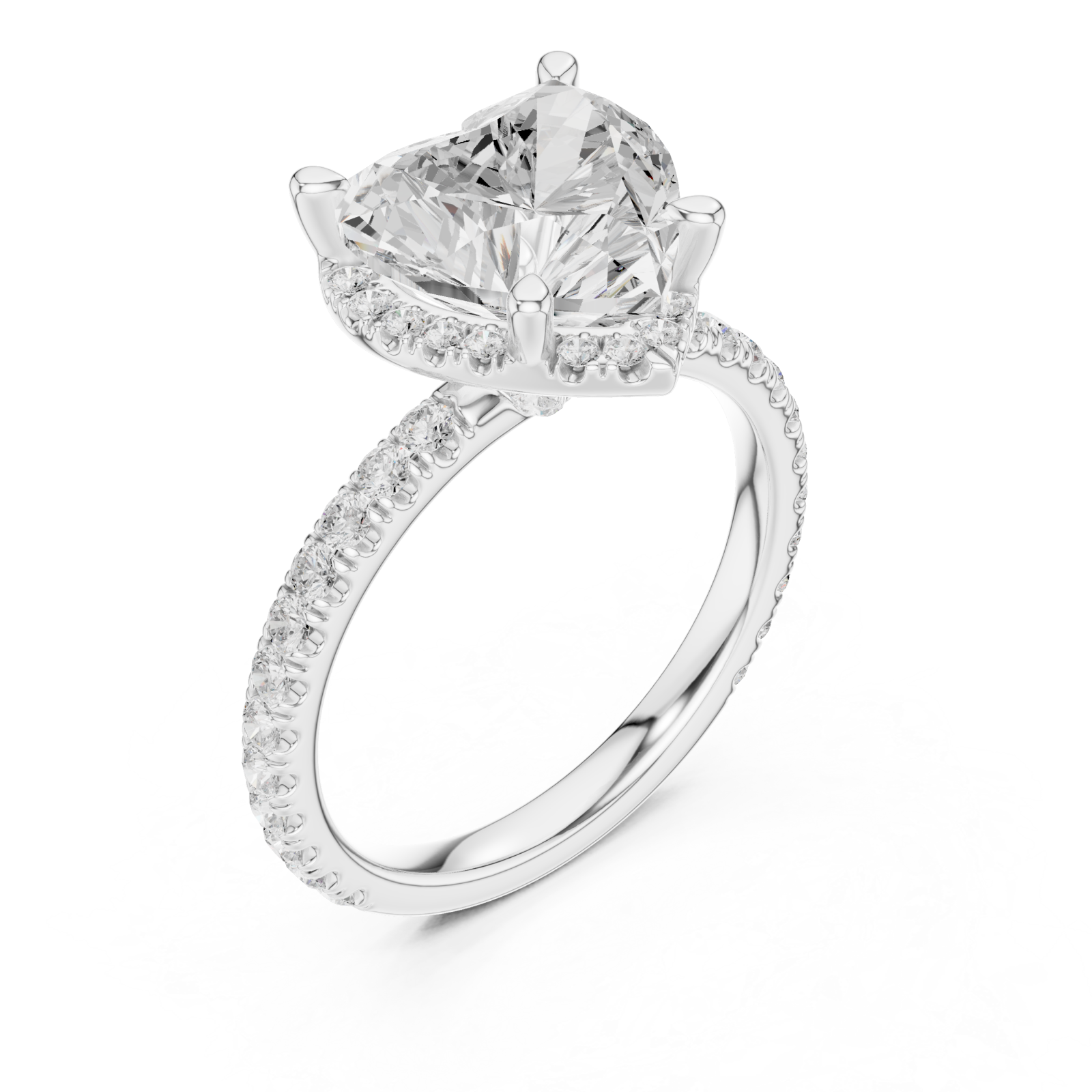  White Gold Heart's Embrace Halo Ring Right View