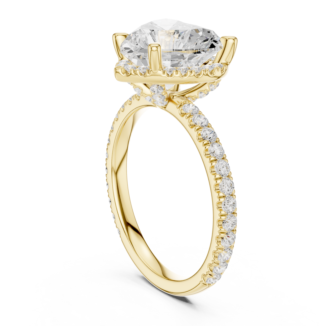 Gold Heart's Embrace Halo Ring Right View