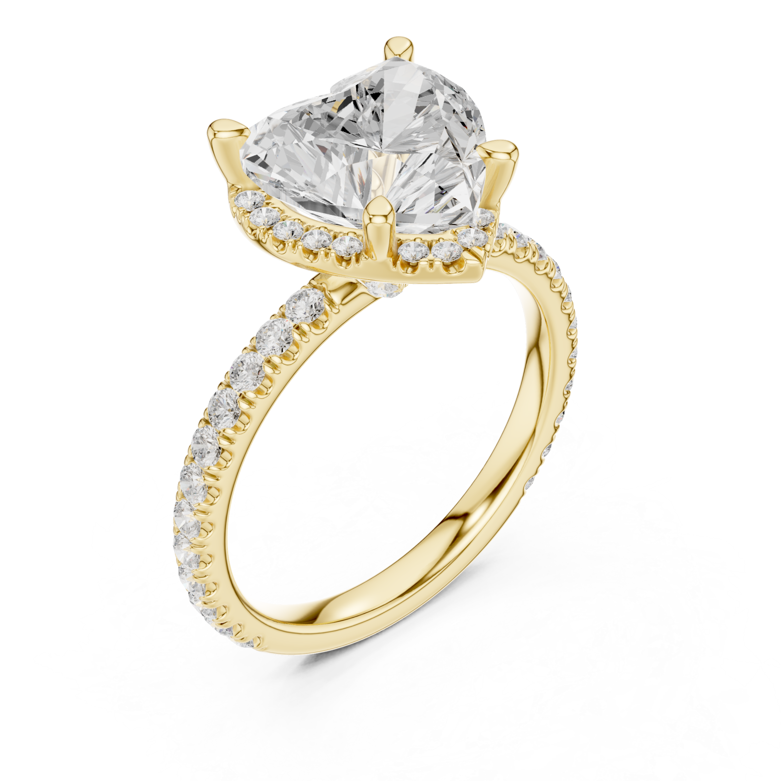 Gold Heart's Embrace Halo Ring Right View