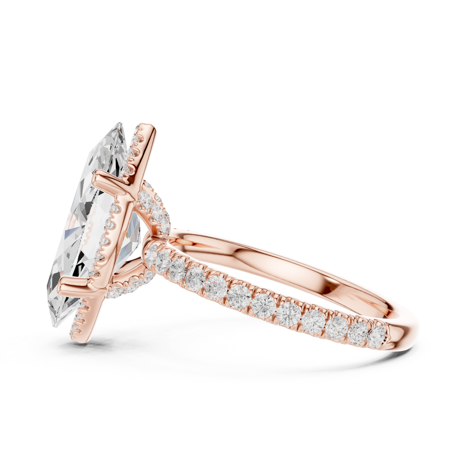 Rose Gold Celestial Marquise Statement Ring Side View