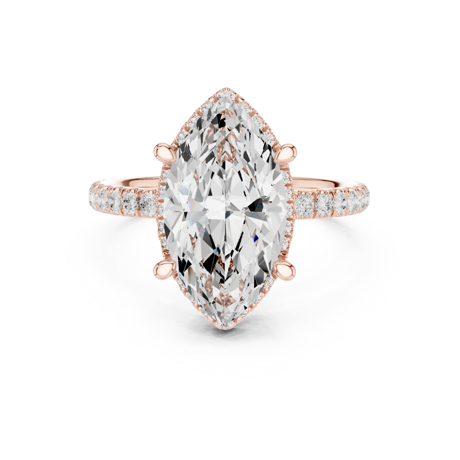  Rose Gold Celestial Marquise Statement Ring Front View