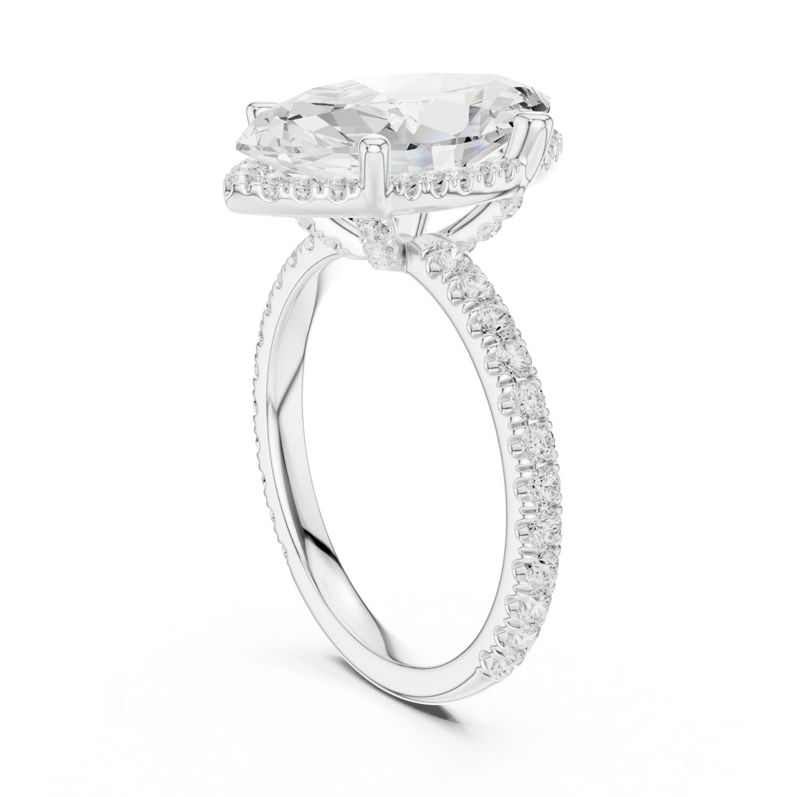  White Gold Celestial Marquise Statement Ring Left View