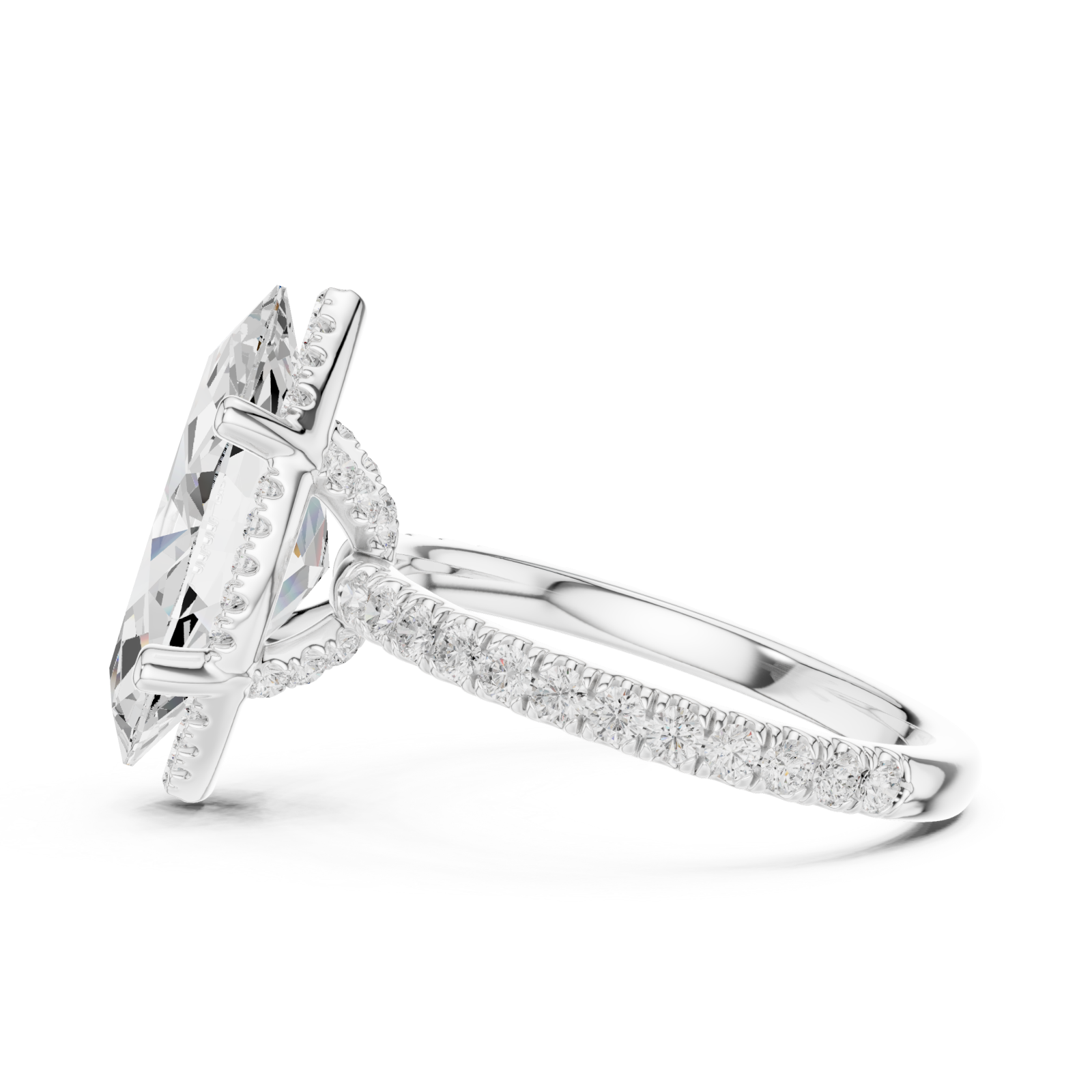  White Gold Celestial Marquise Statement Ring Side View