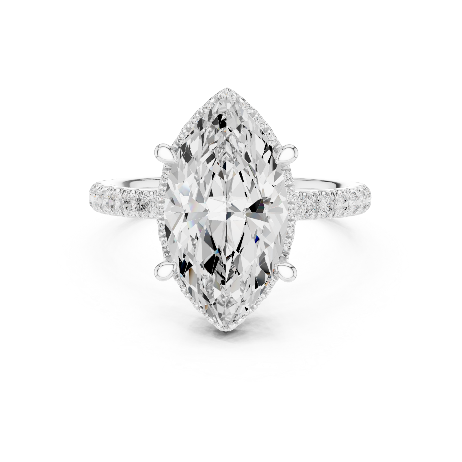  White Gold Celestial Marquise Statement Ring Front View