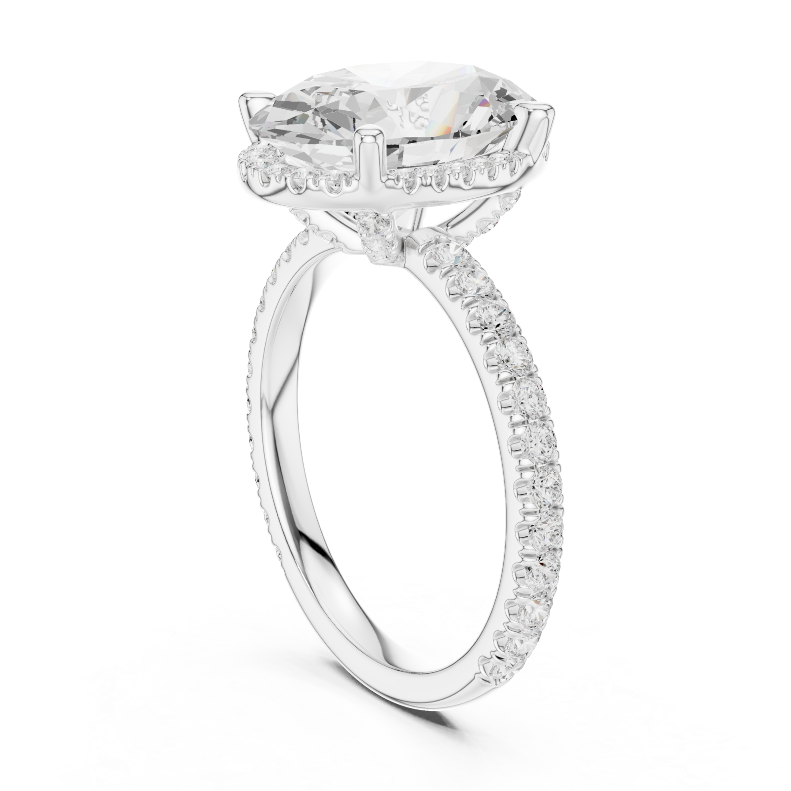  White Gold Celestial Embrace Marquise Ring Left View