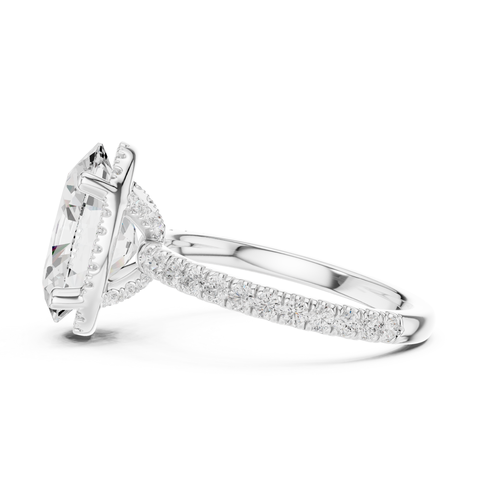  White Gold Celestial Embrace Marquise Ring Side View