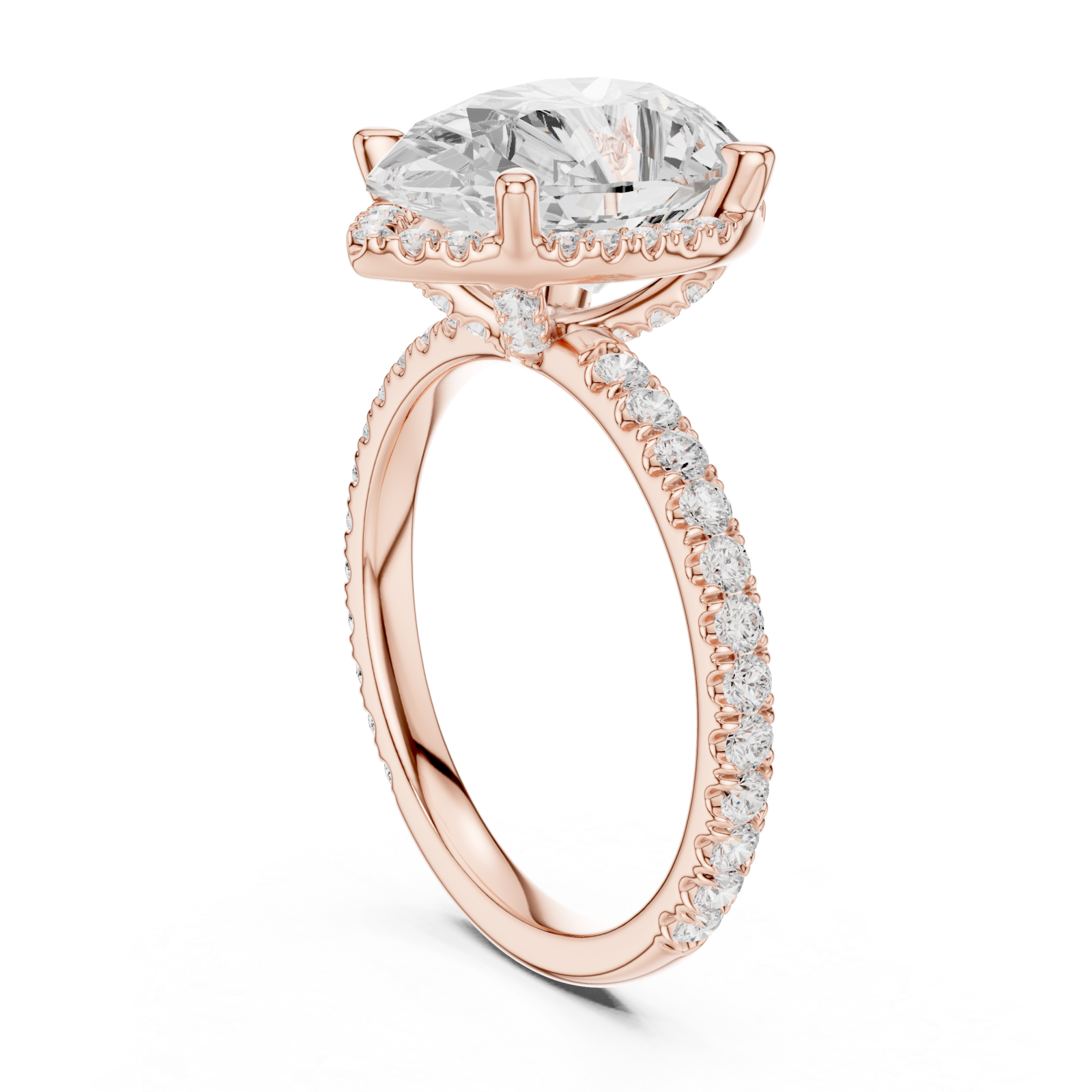  Rose Gold Heirloom Grace Halo Ring Left View