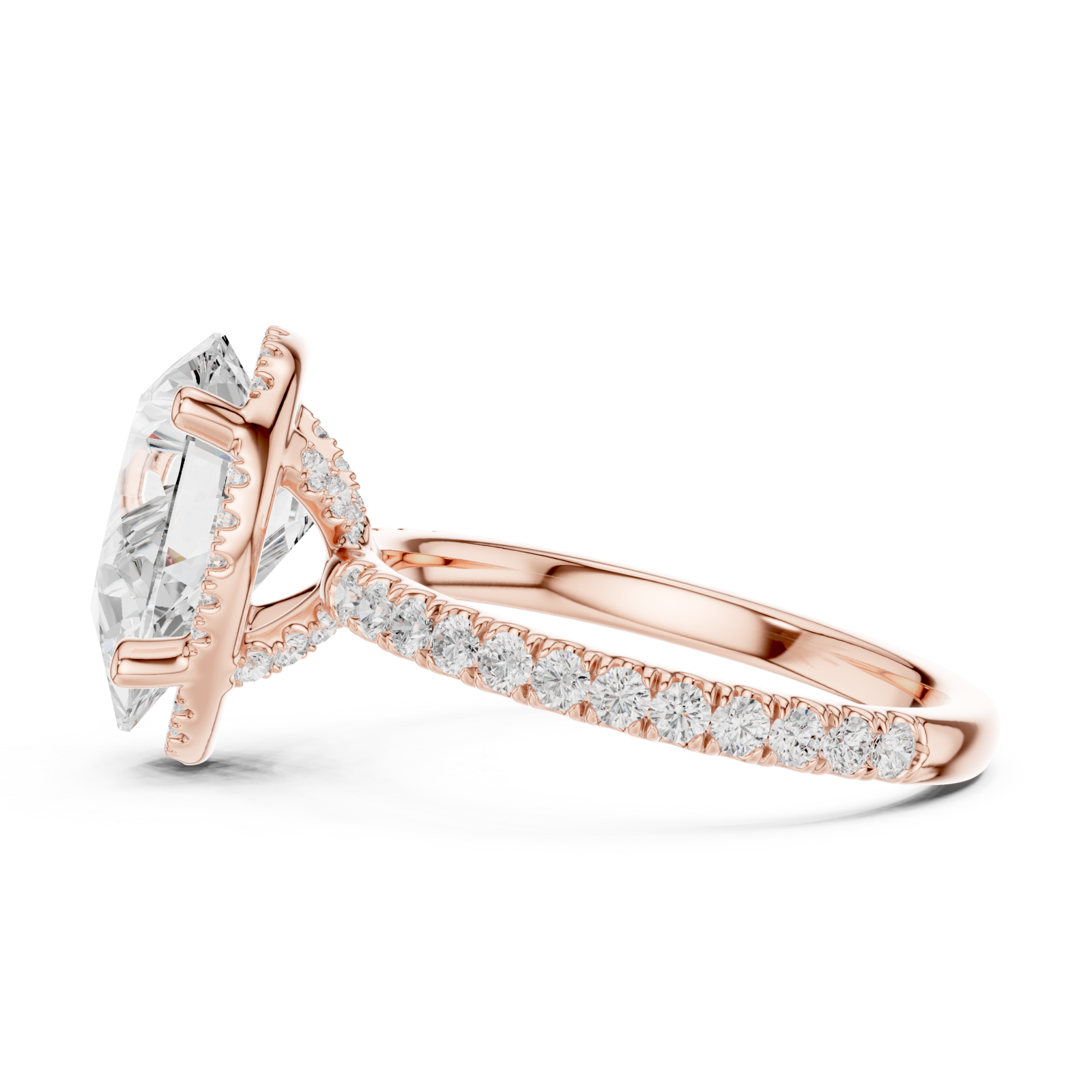  Rose Gold Heirloom Grace Halo Ring Side View