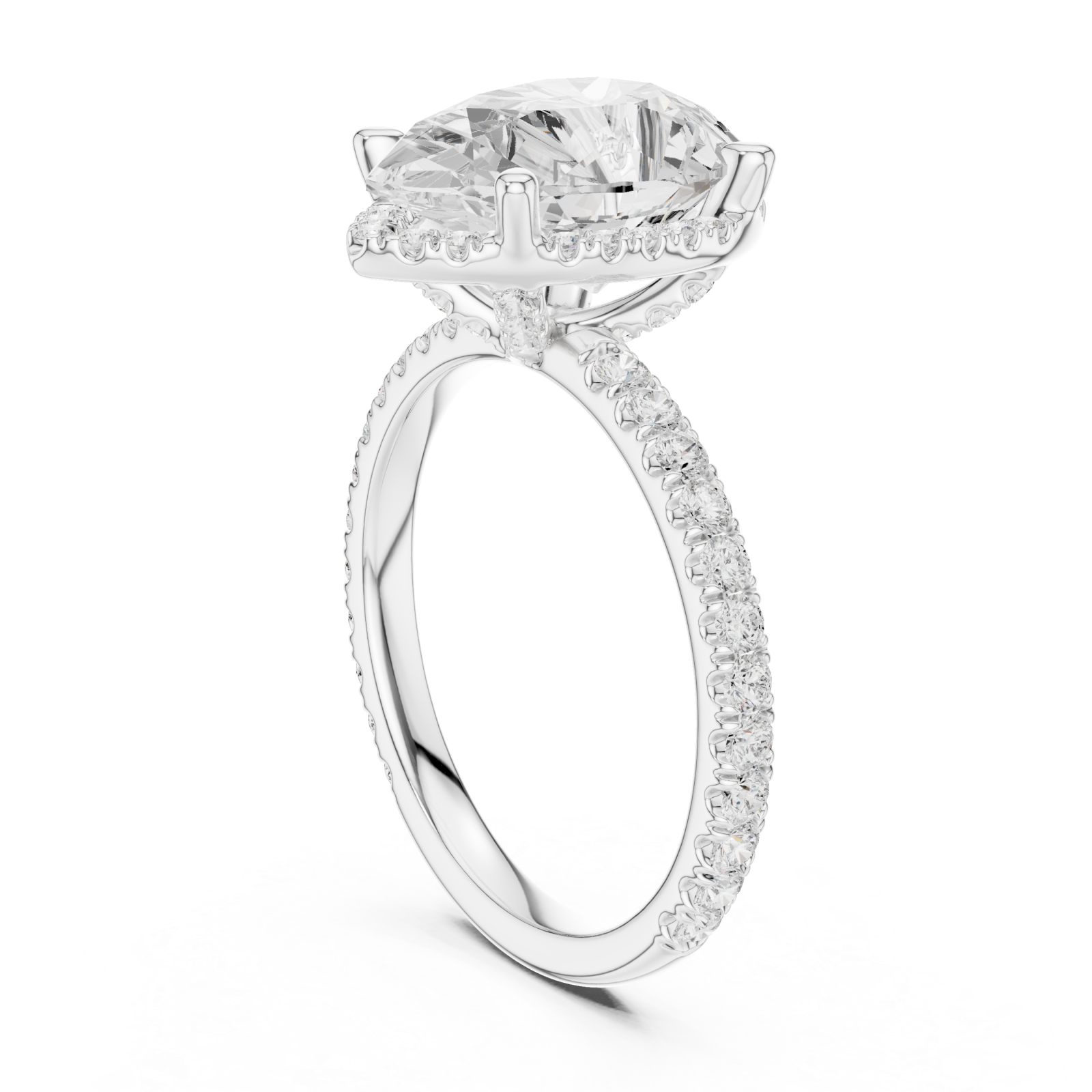  White Gold Heirloom Grace Halo Ring Left View