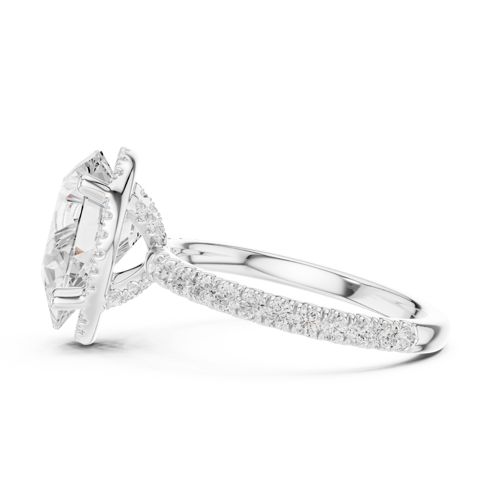  White Gold Heirloom Grace Halo Ring Side View
