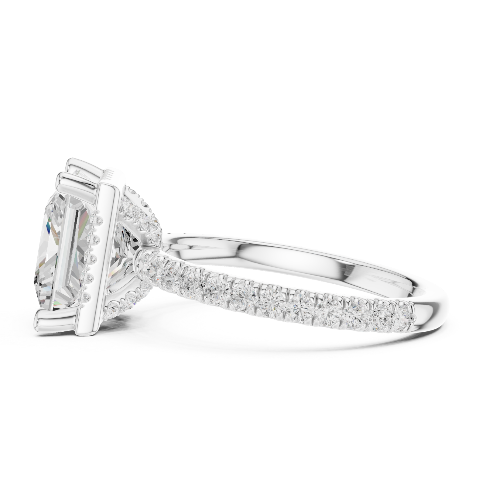  White Gold Celestial Aura Statement Ring Side View