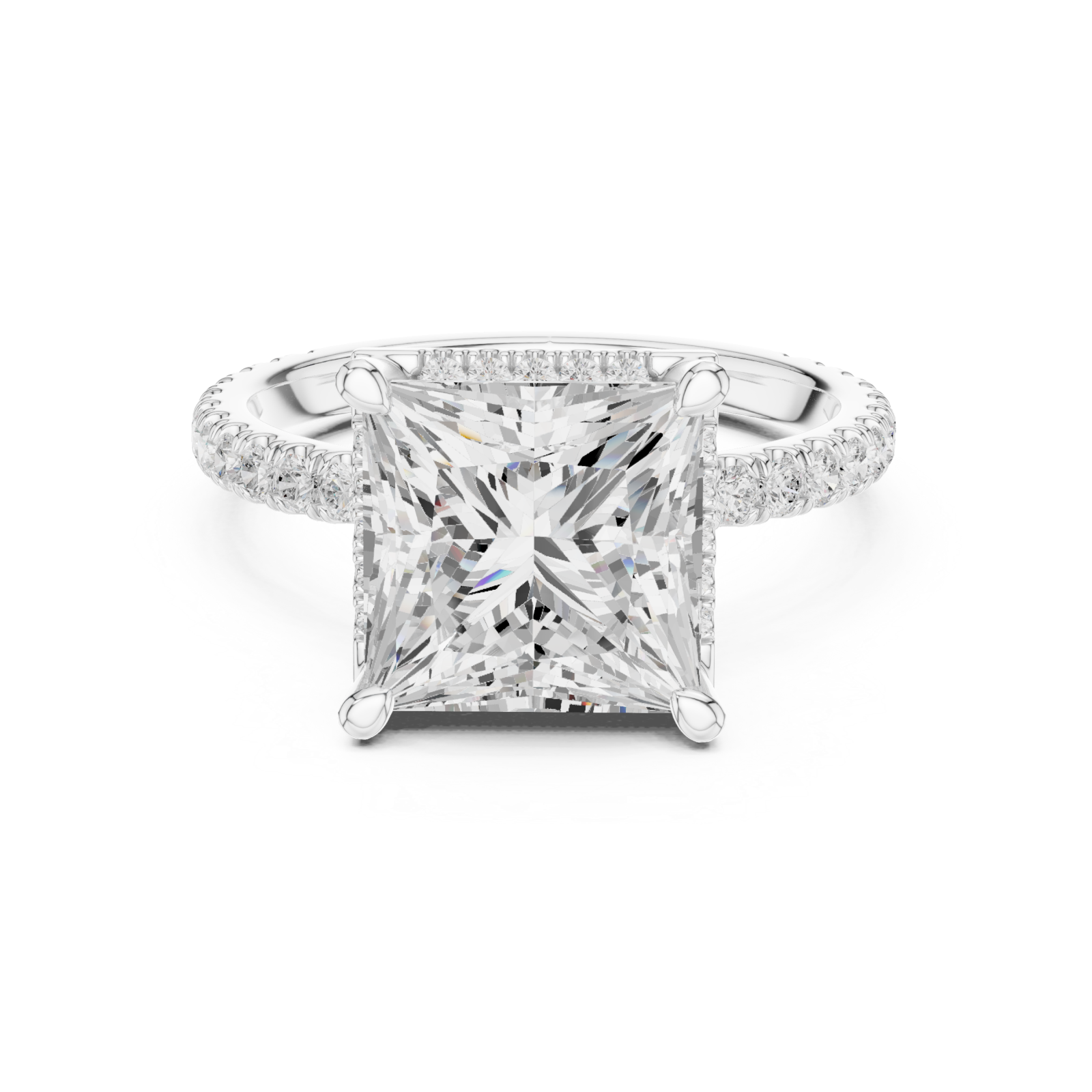  White Gold Celestial Aura Statement Ring Front View