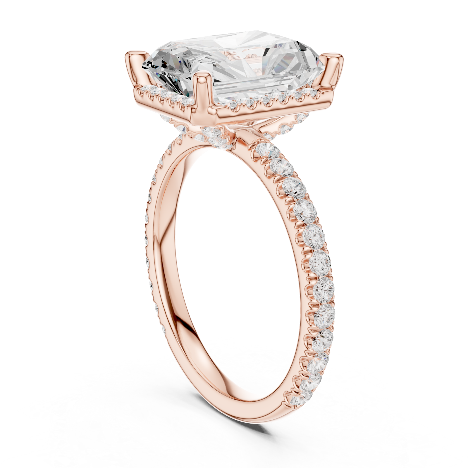  Rose Gold Luminous Regal Solitaire Statement Band Left View