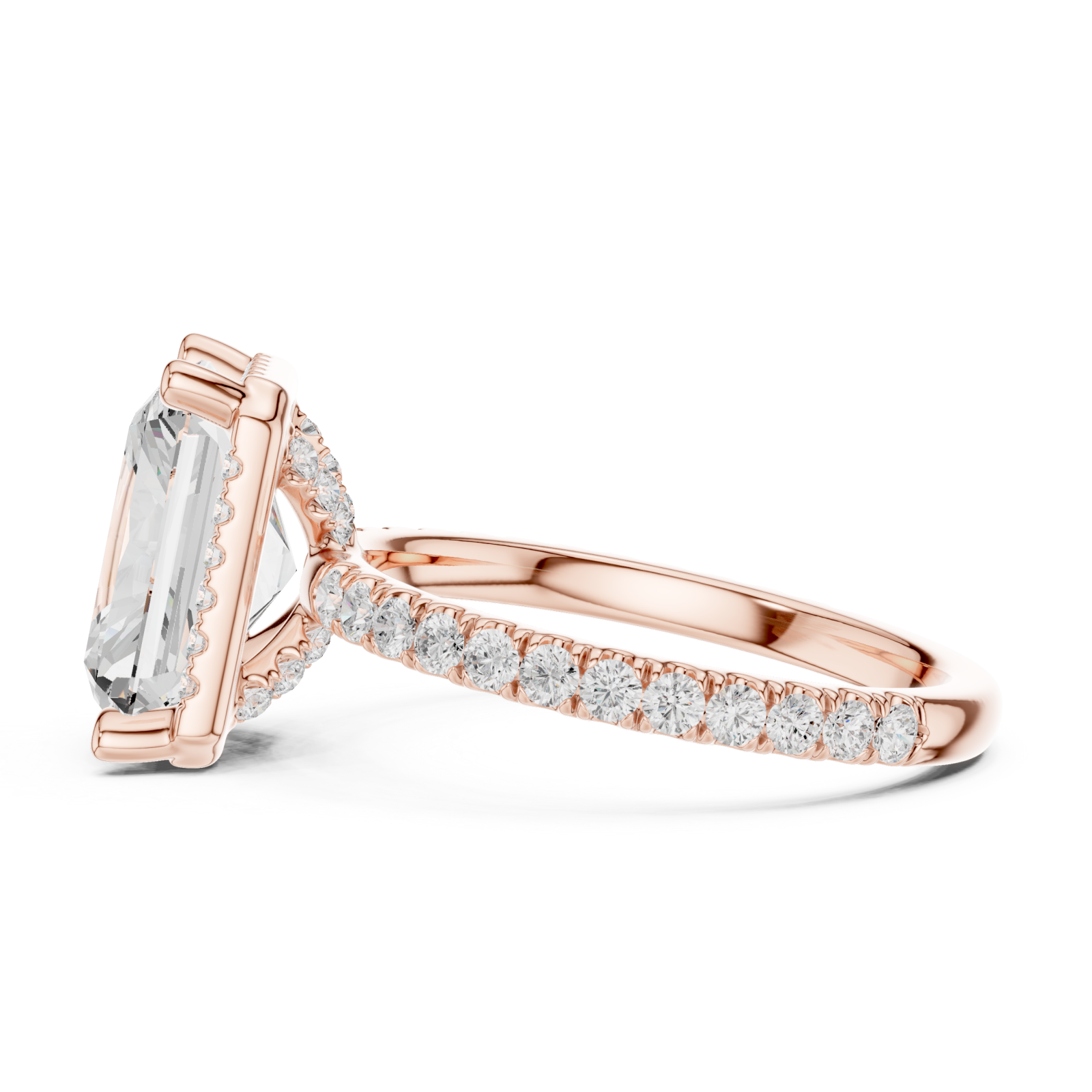  Rose Gold Luminous Regal Solitaire Statement Band Side View