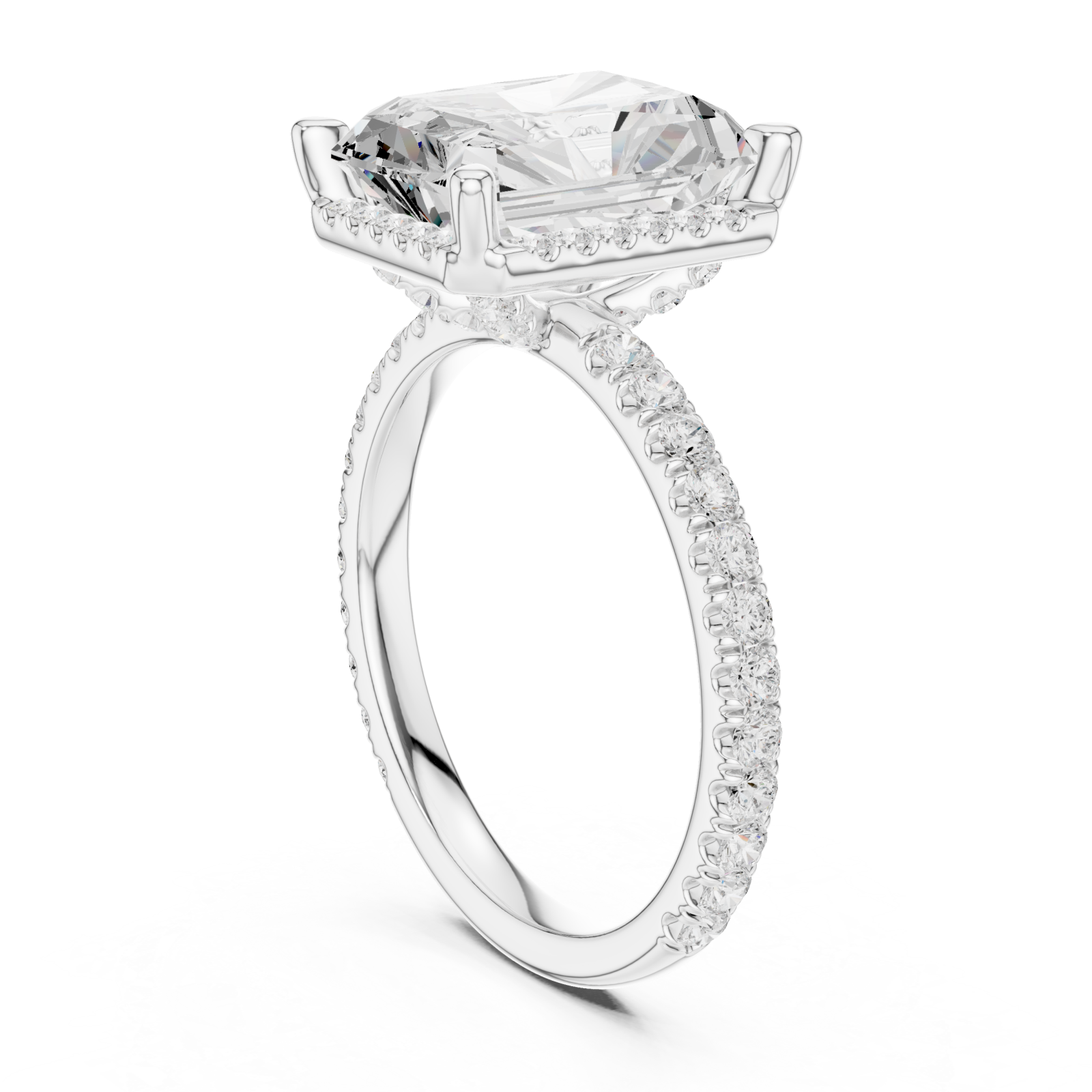  White Gold Luminous Regal Solitaire Statement Band Left View