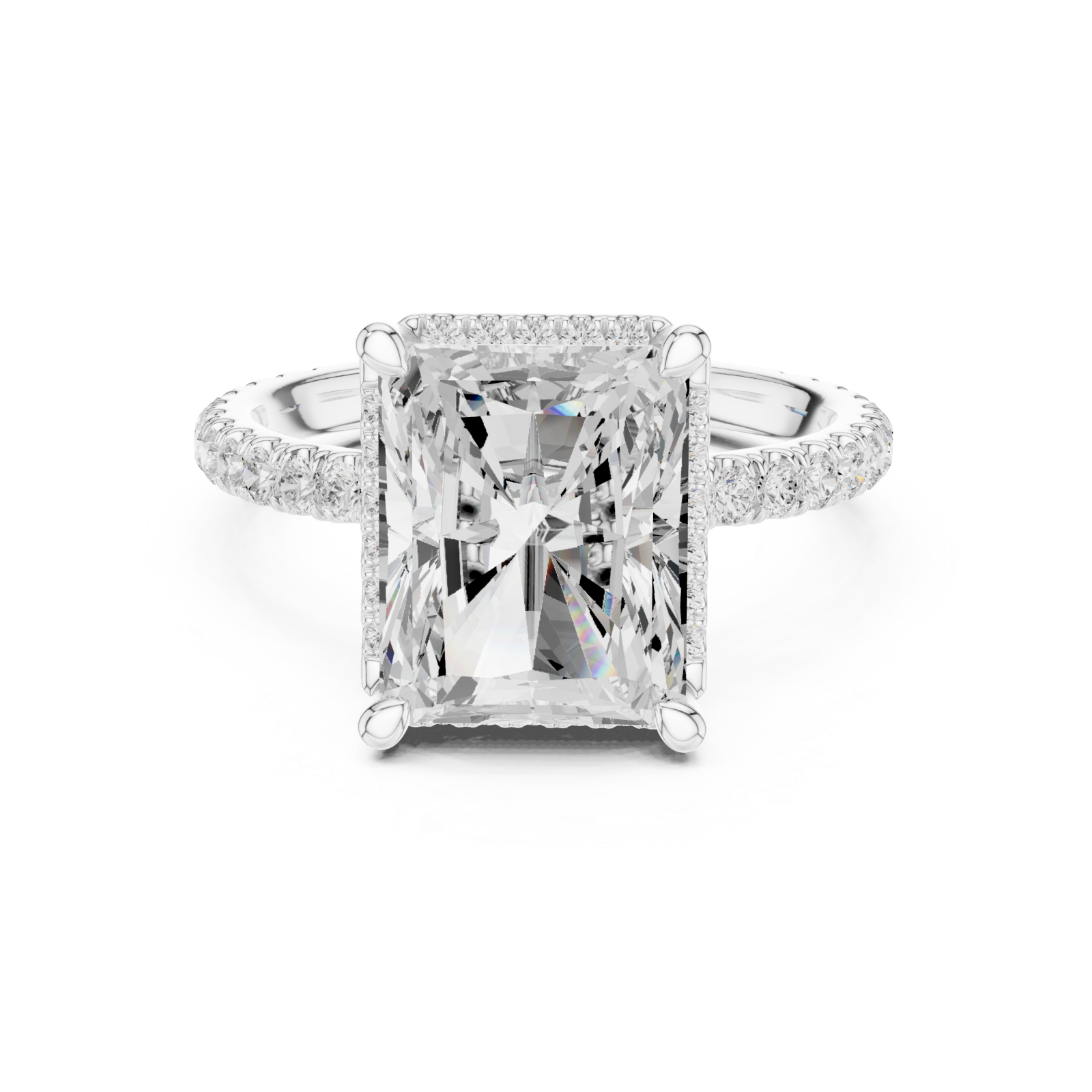 White Gold Luminous Regal Solitaire Statement Band Front View
