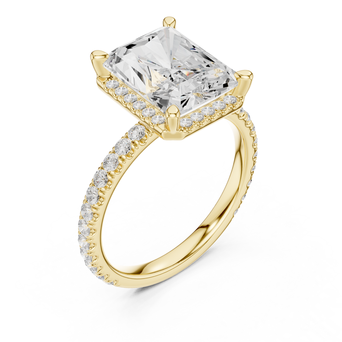 Gold Luminous Regal Solitaire Statement Band Right View