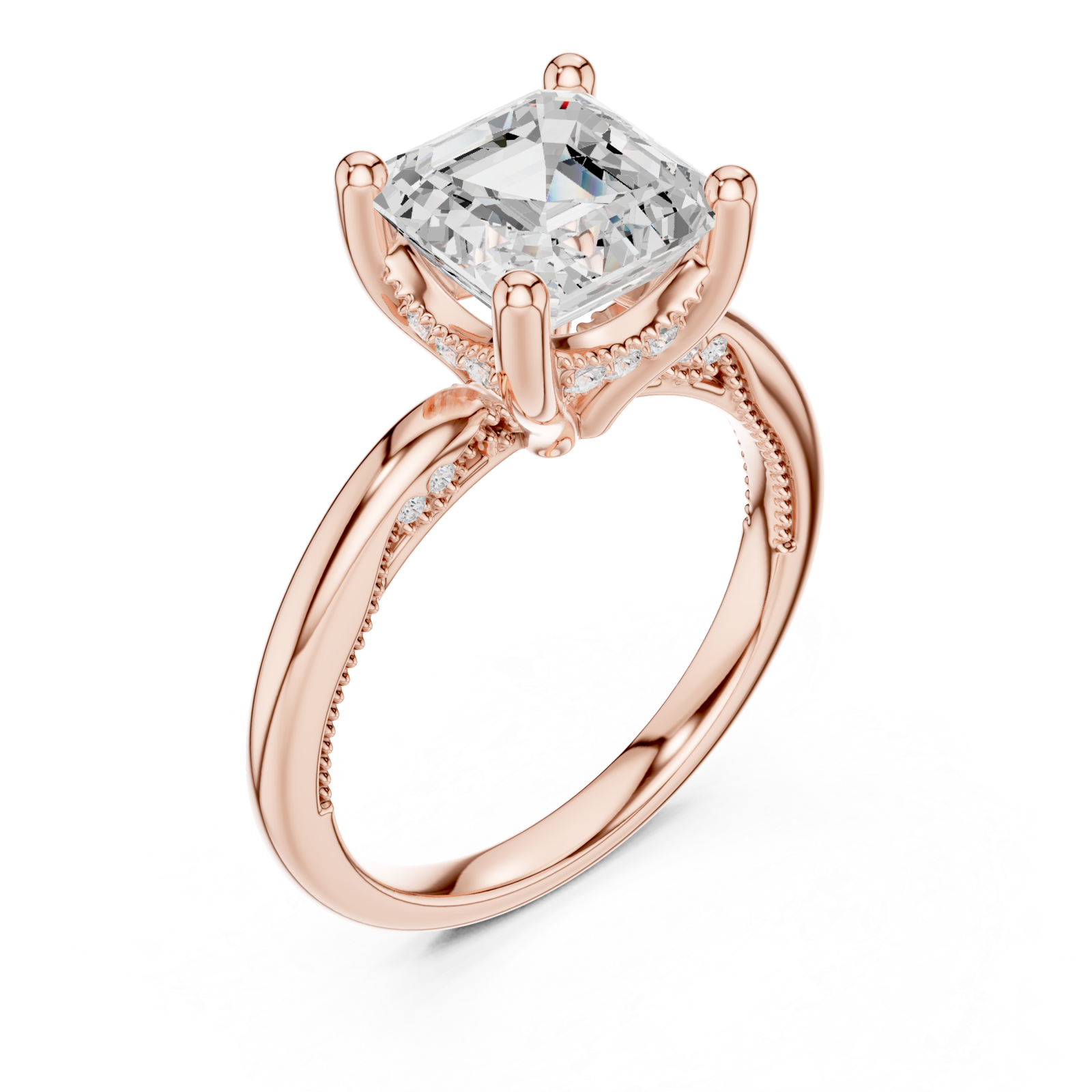  Rose Gold Aurora Crest Solitaire Ring Right View