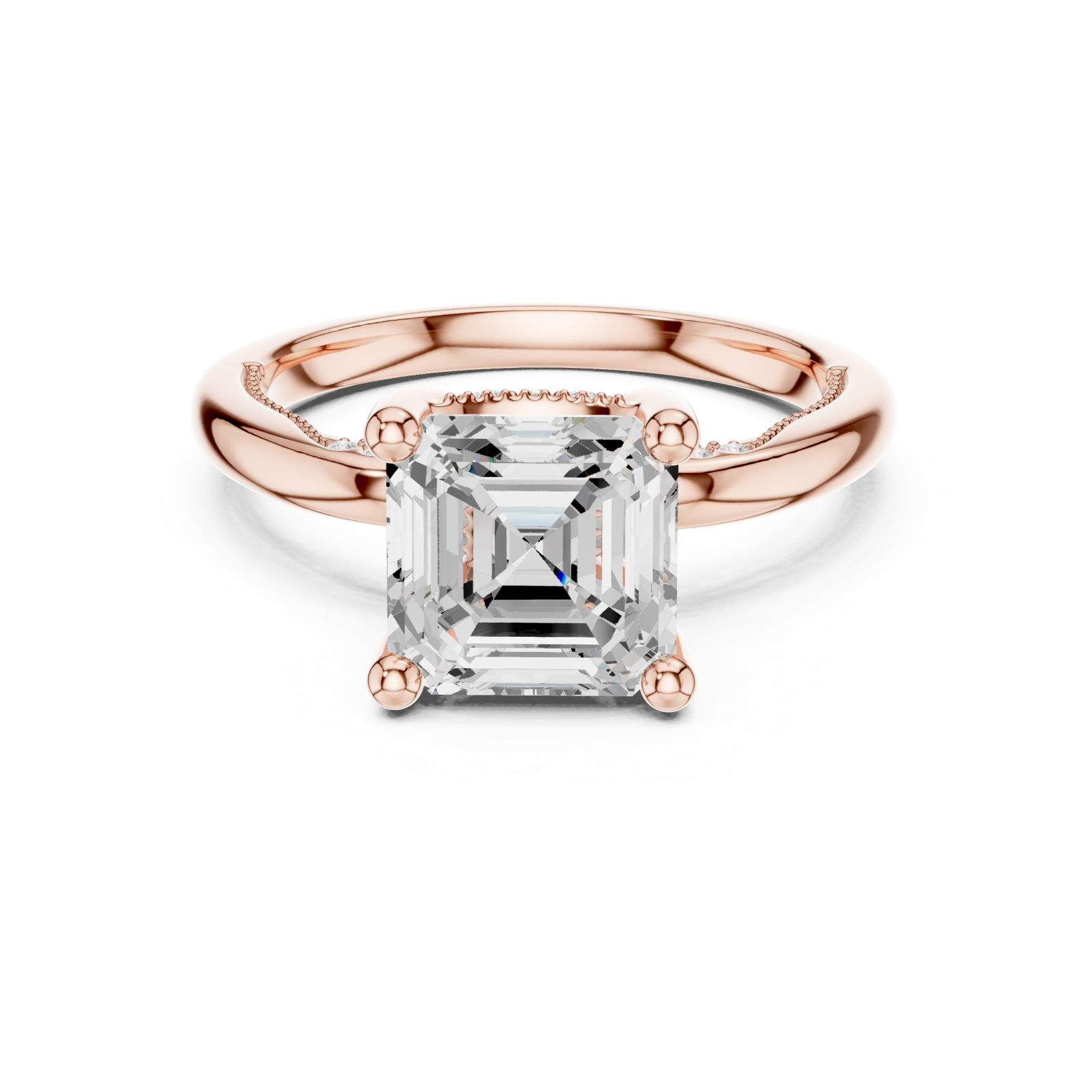  Rose Gold Aurora Crest Solitaire Ring Front View