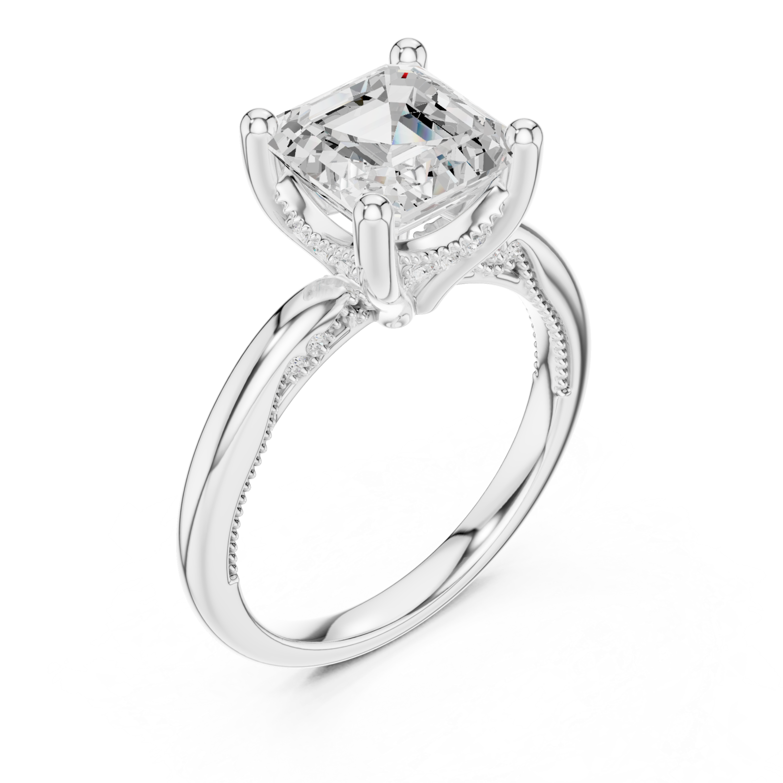  White Gold Aurora Crest Solitaire Ring Right View