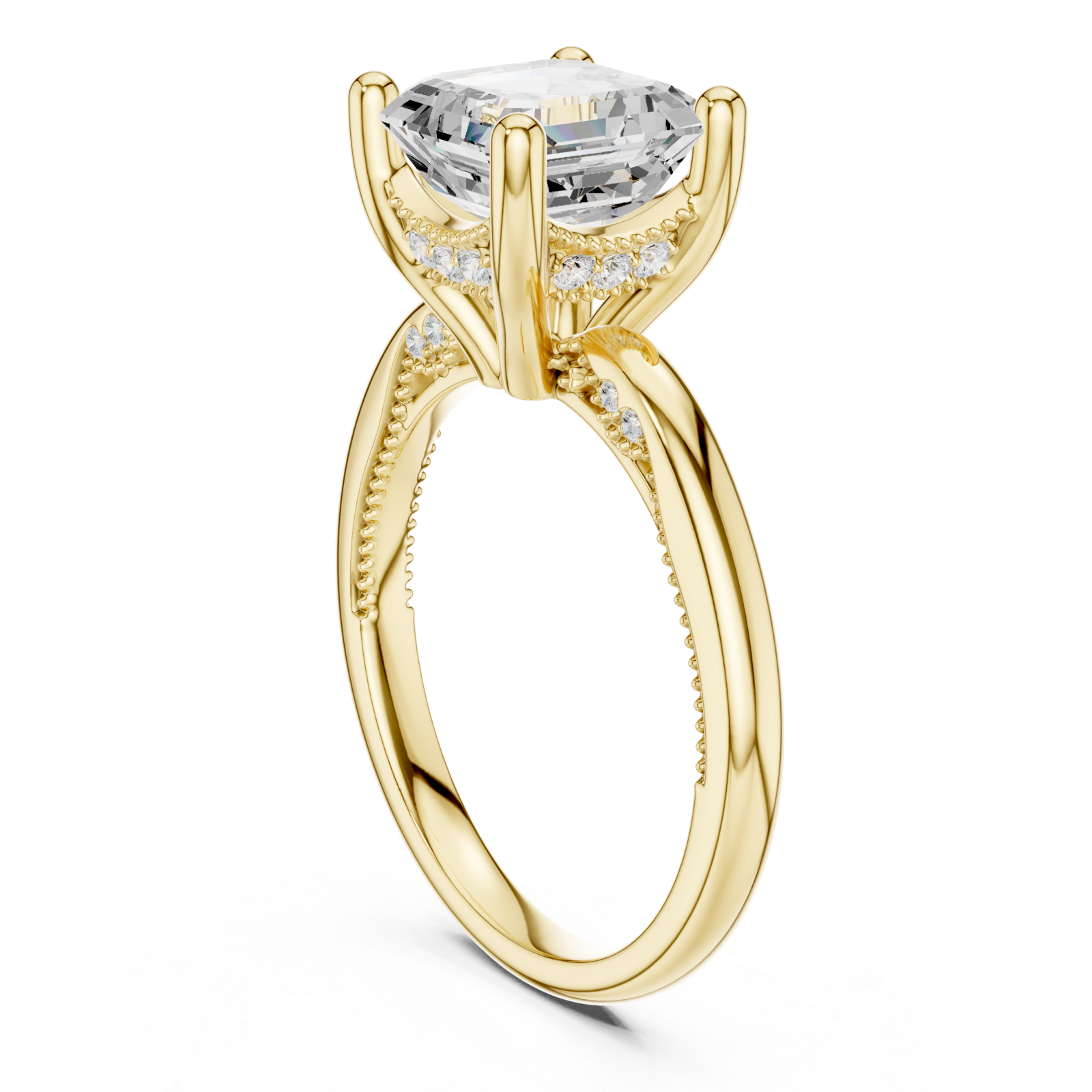  Gold Aurora Crest Solitaire Ring Left View