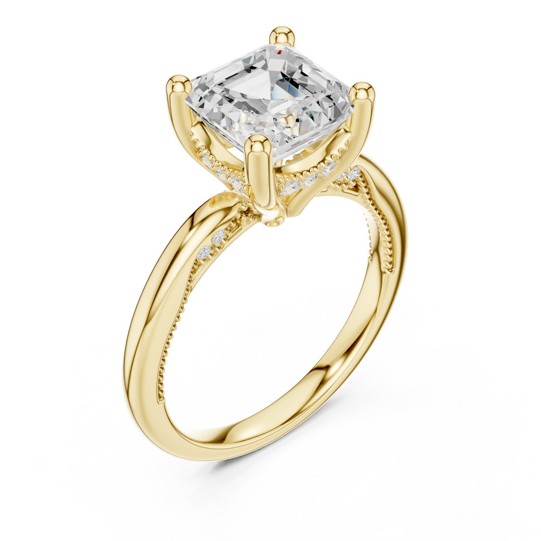 Gold Aurora Crest Solitaire Ring Right View