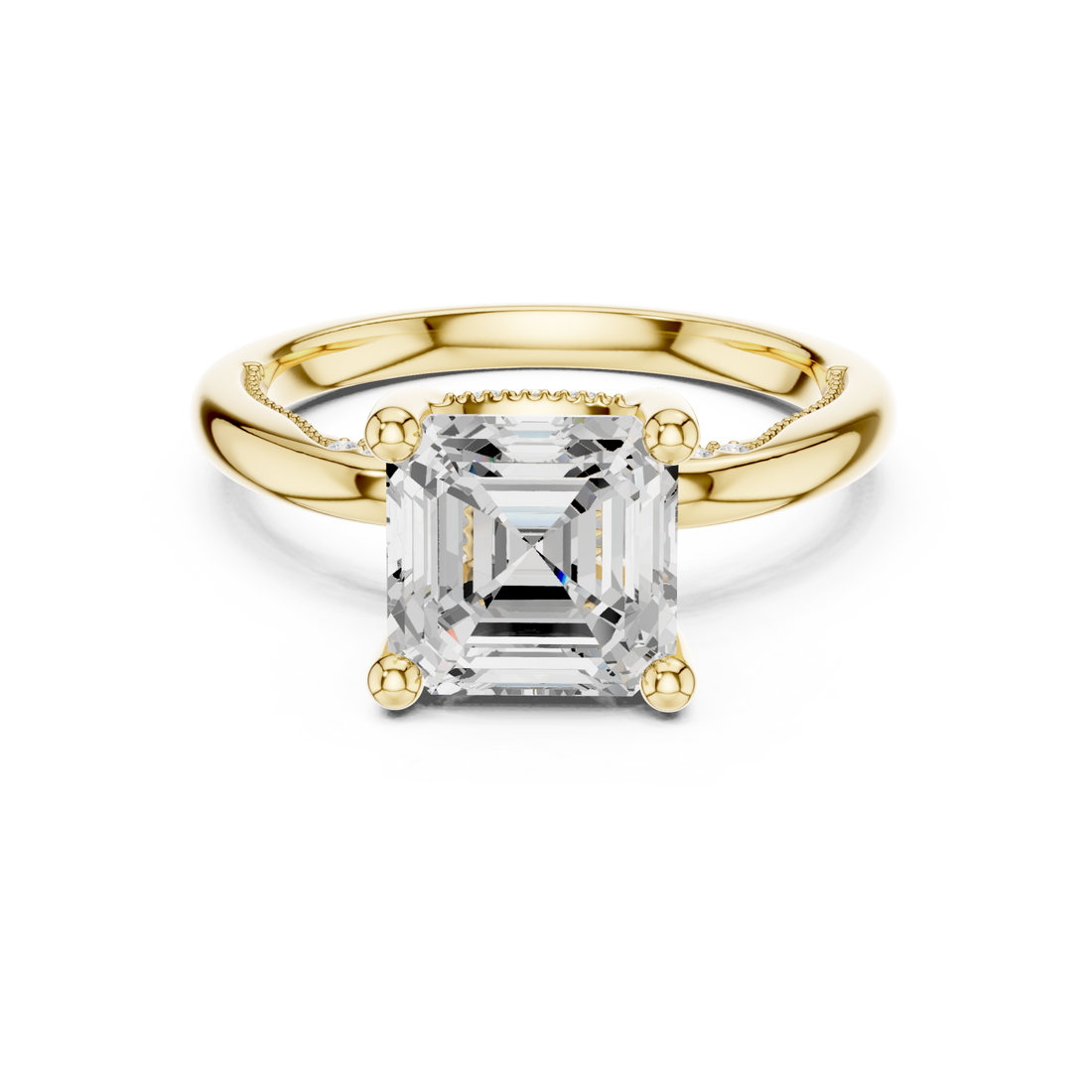 Gold Aurora Crest Solitaire Ring Right View