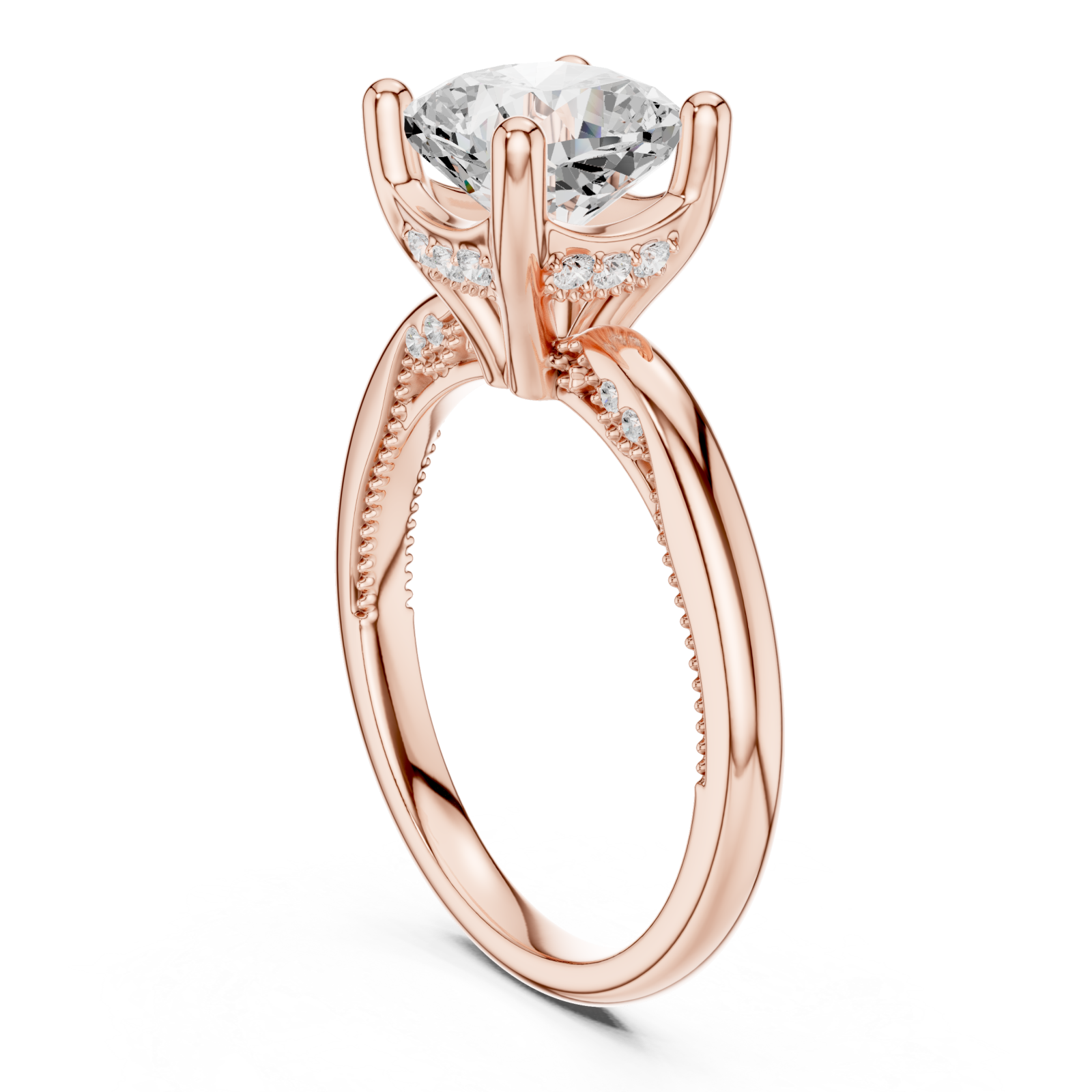  Rose Gold Embrace Halo Touch Ring Left View
