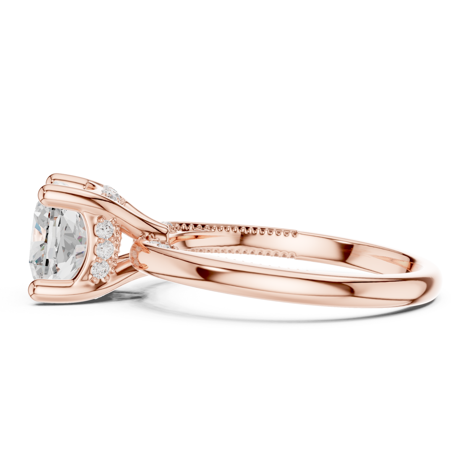  Rose Gold Embrace Halo Touch Ring Side View