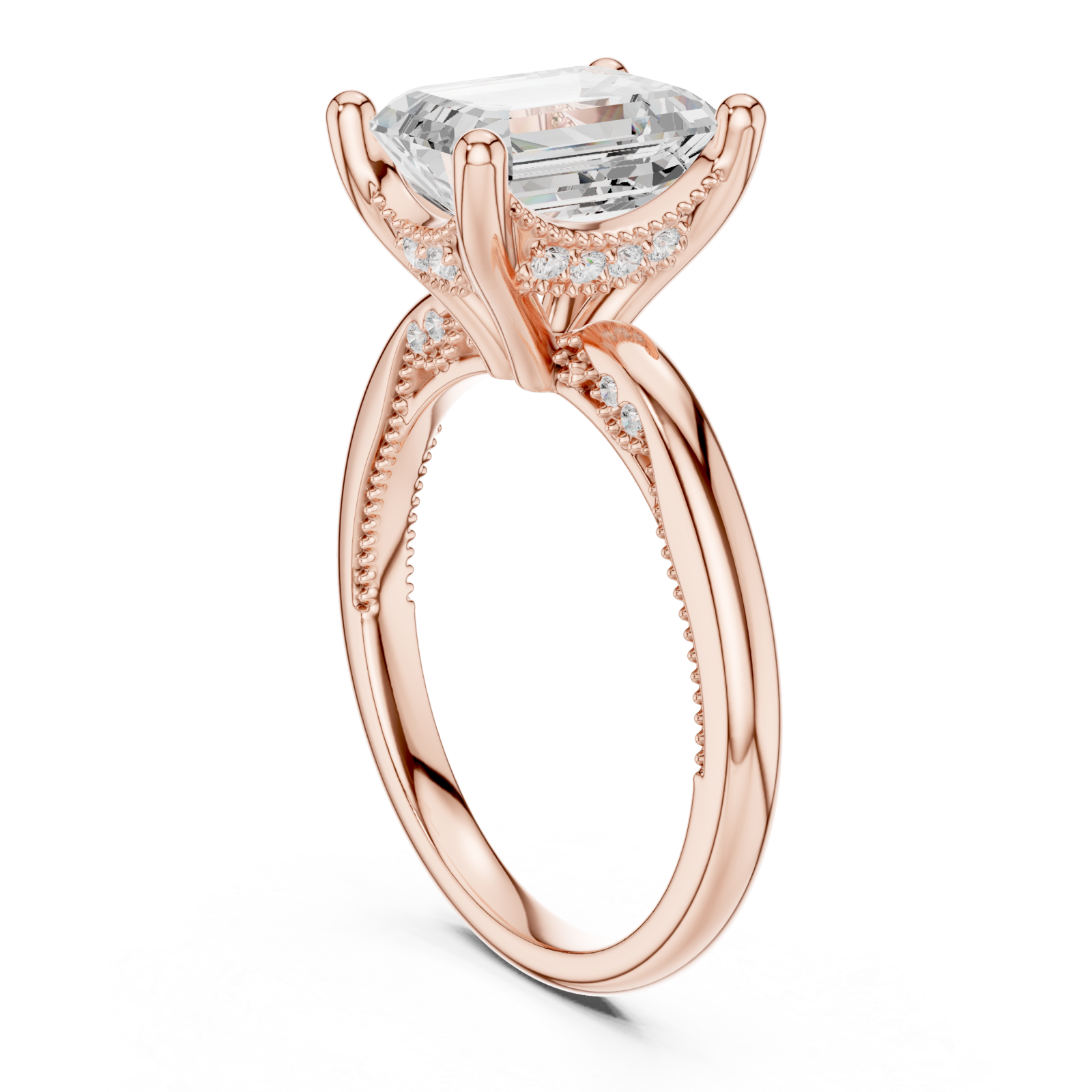  Rose Gold Château Elevé Solitaire Ring Left View