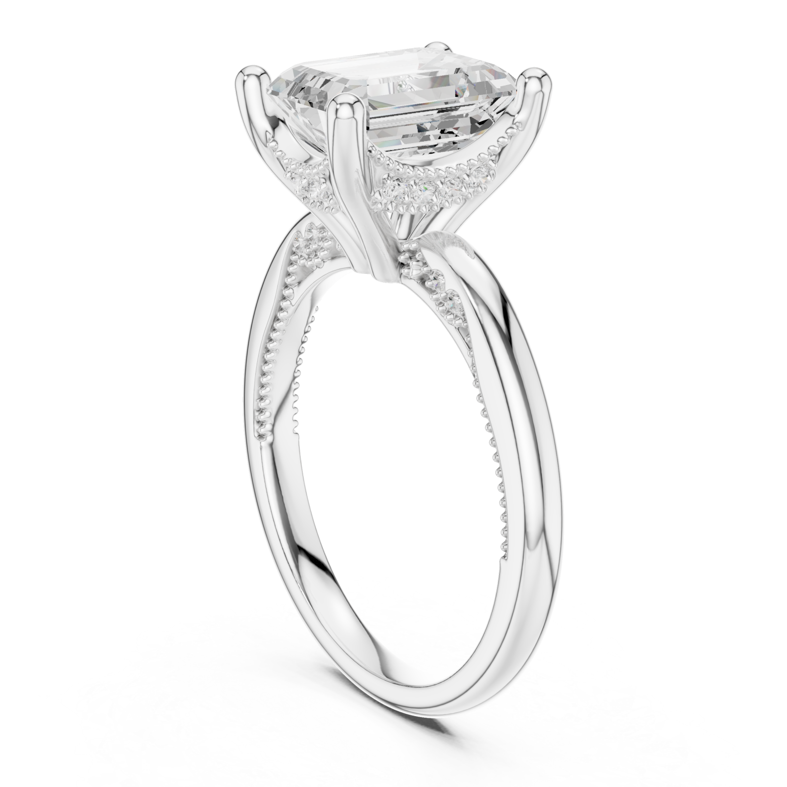  White Gold Château Elevé Solitaire Ring Left View
