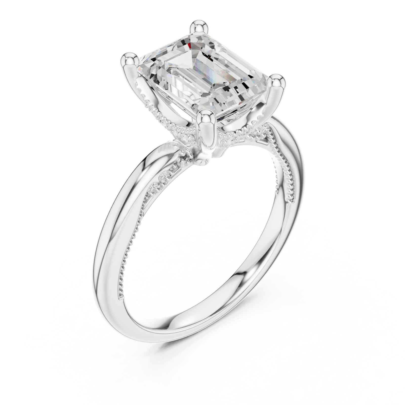  White Gold Château Elevé Solitaire Ring Right View