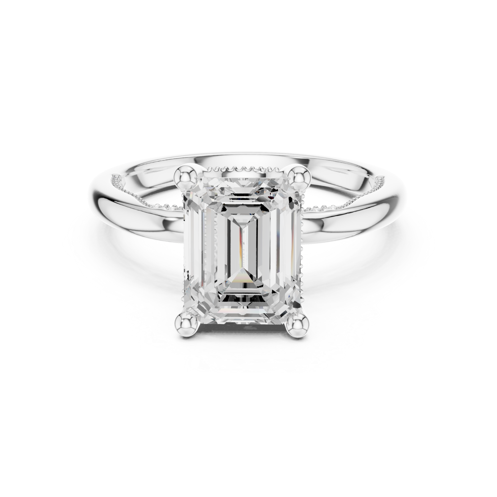  White Gold Château Elevé Solitaire Ring Front View