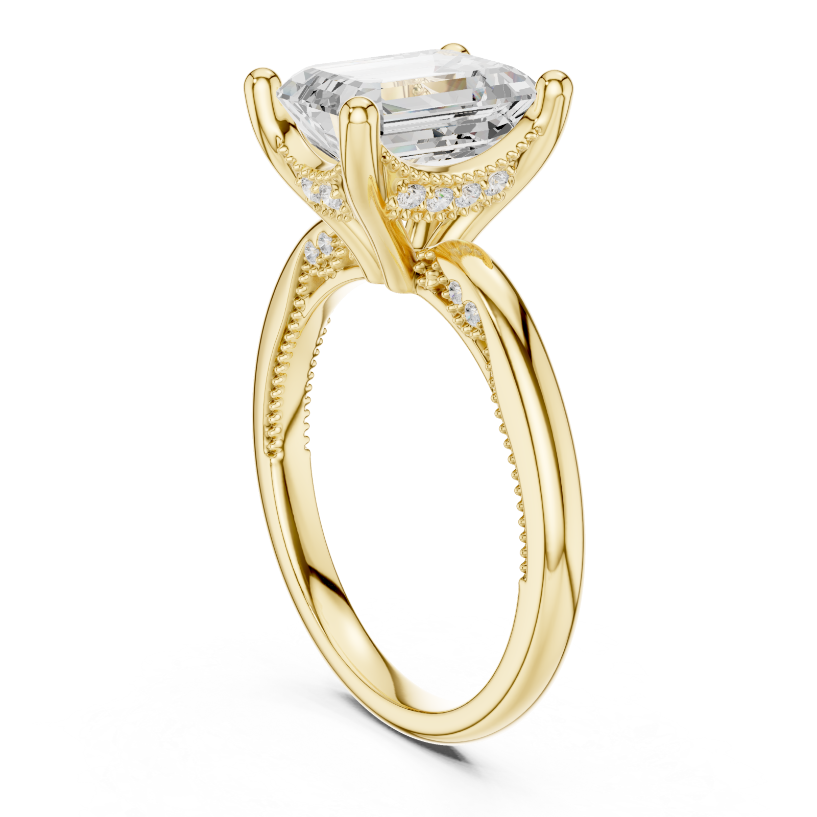  Gold Château Elevé Solitaire Ring Left View