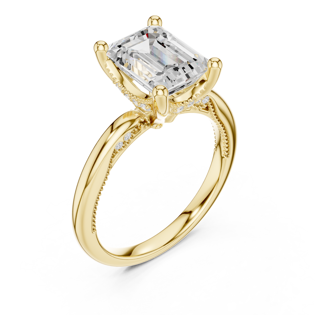 Gold Château Elevé Solitaire Ring Right View