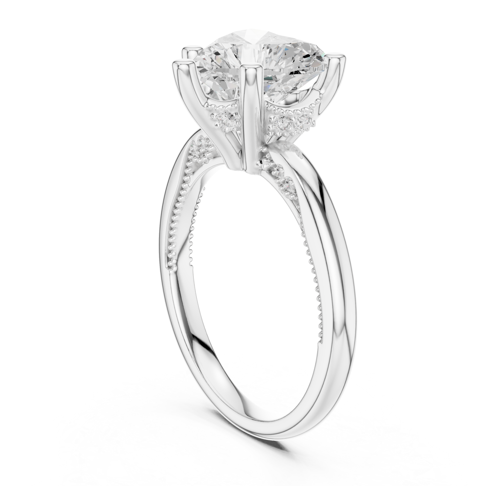  White Gold Celestial Heart Elegance Ring Left View