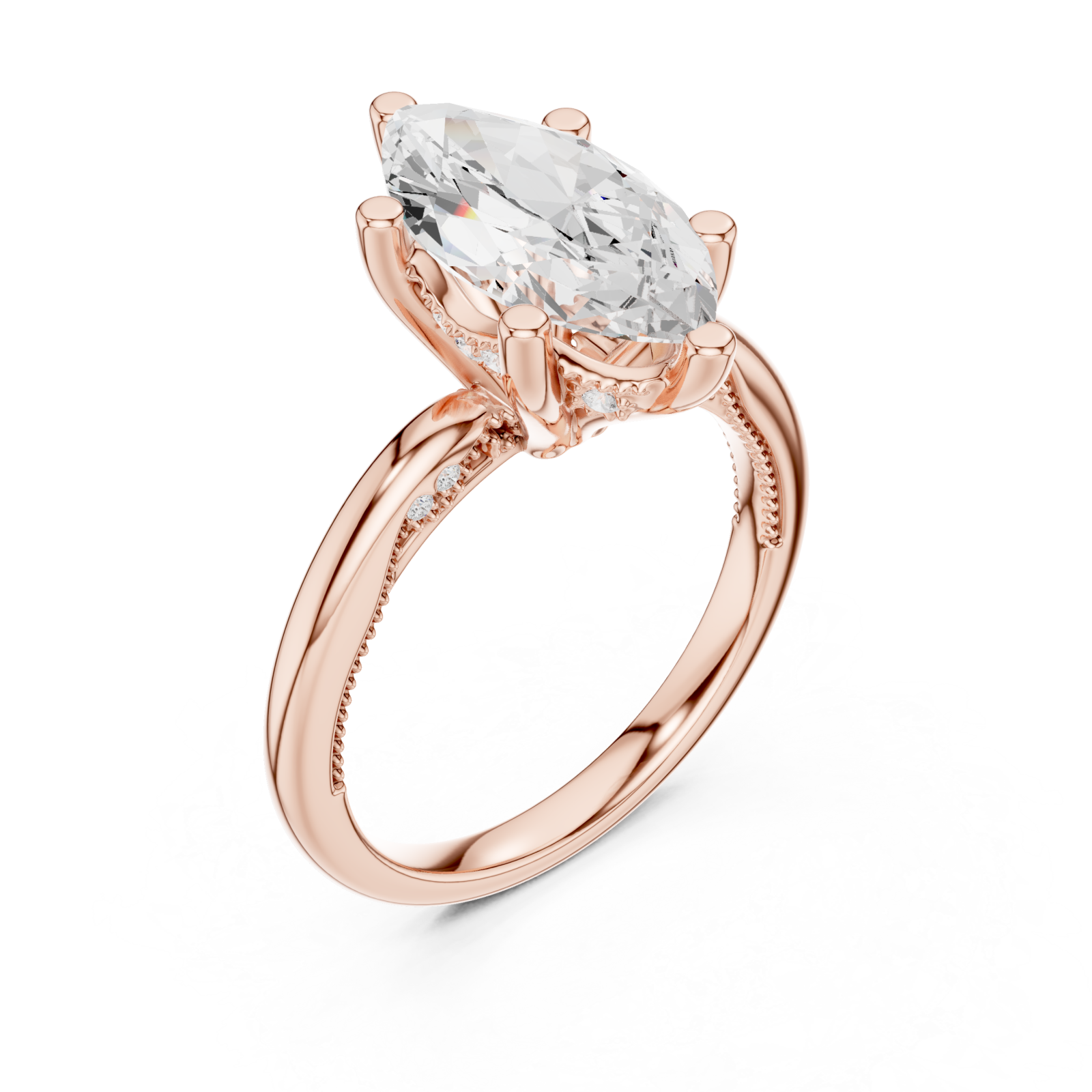  Rose Gold Marquise Luxe Solitaire Ring Right View