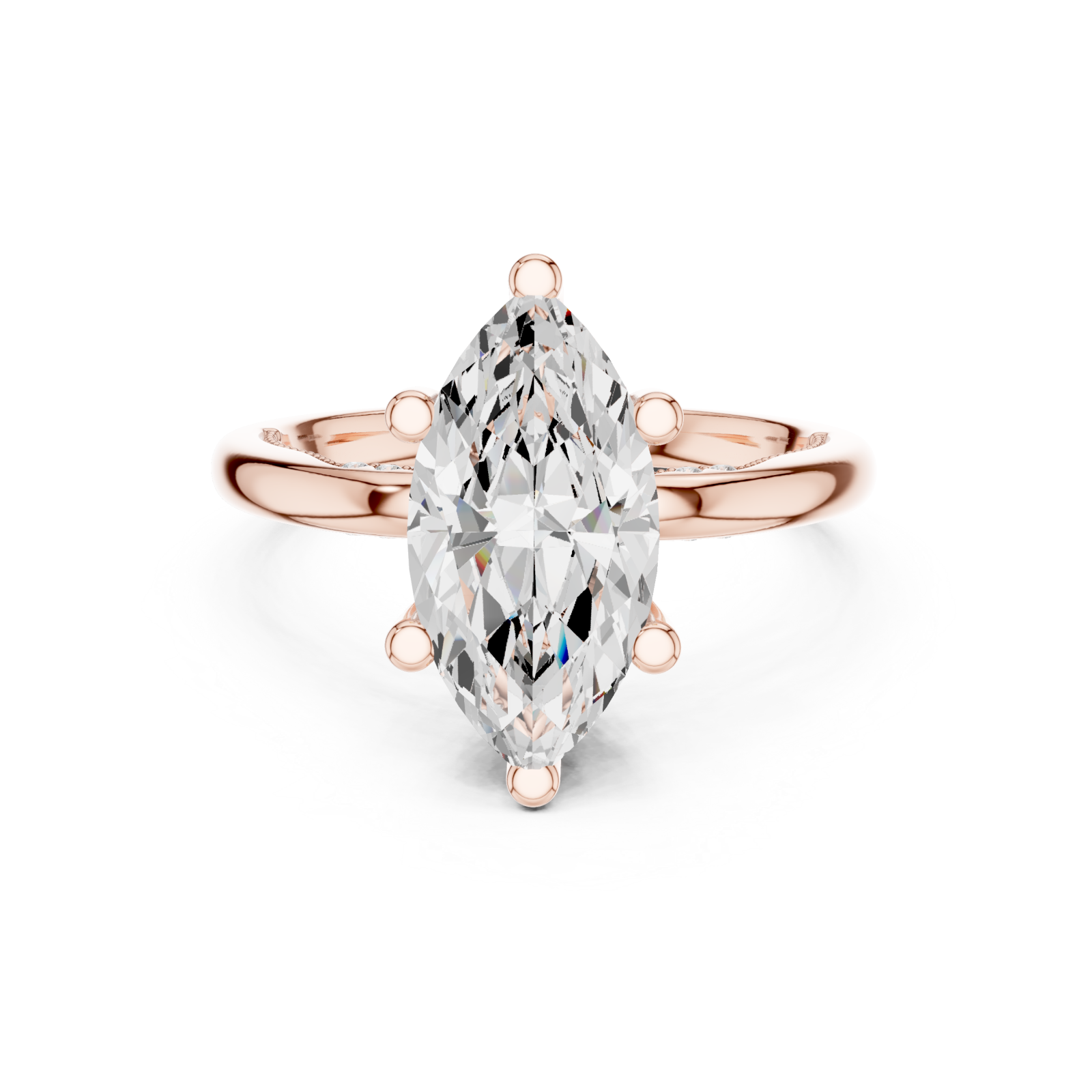  Rose Gold Marquise Luxe Solitaire Ring Front View