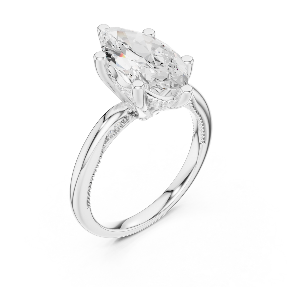  White Gold Marquise Luxe Solitaire Ring Right View