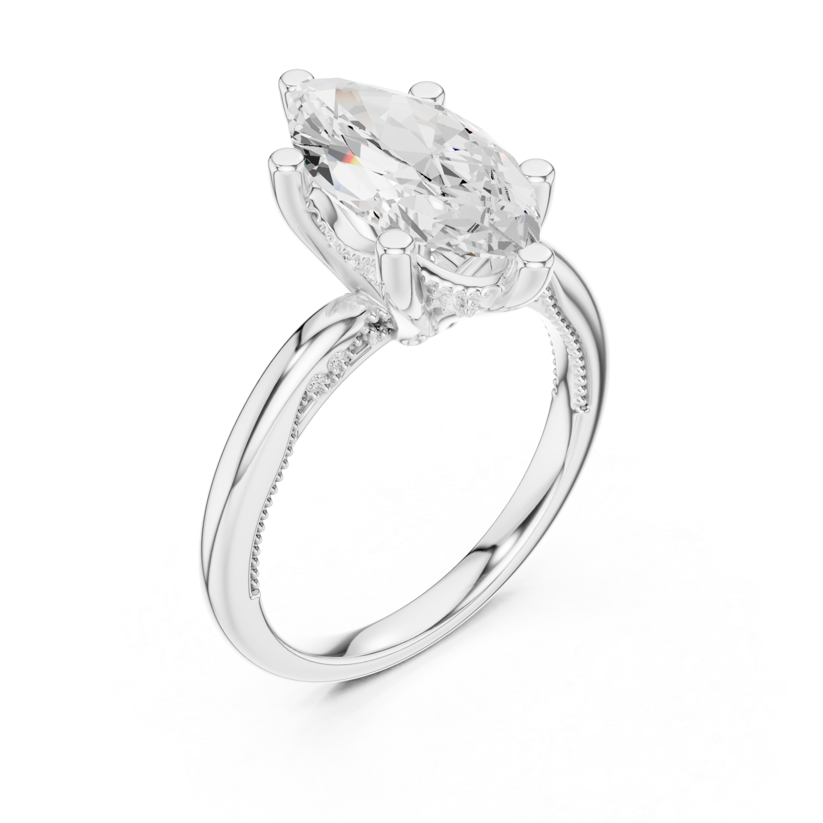  White Gold Marquise Luxe Solitaire Ring Right View