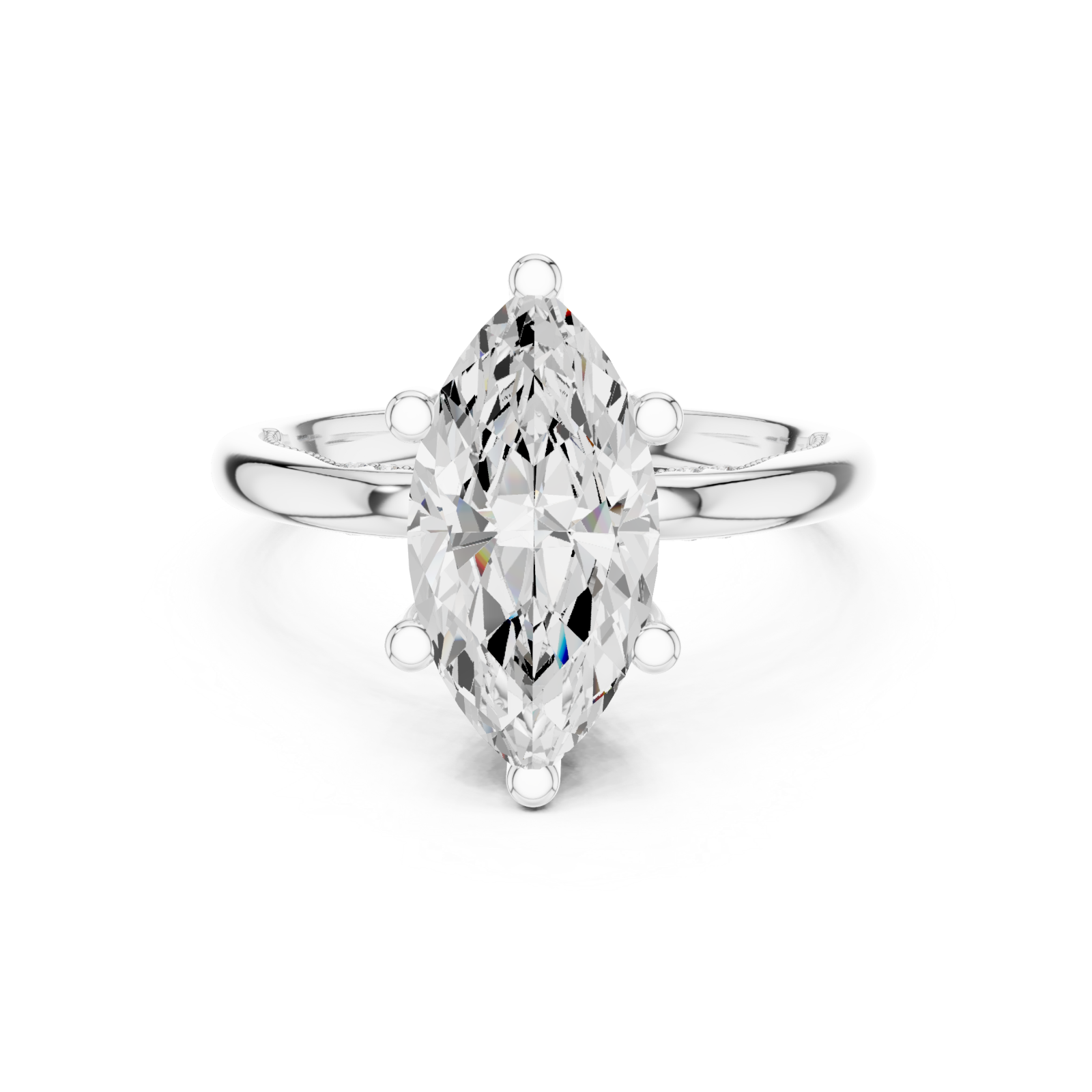  White Gold Marquise Luxe Solitaire Ring Front View