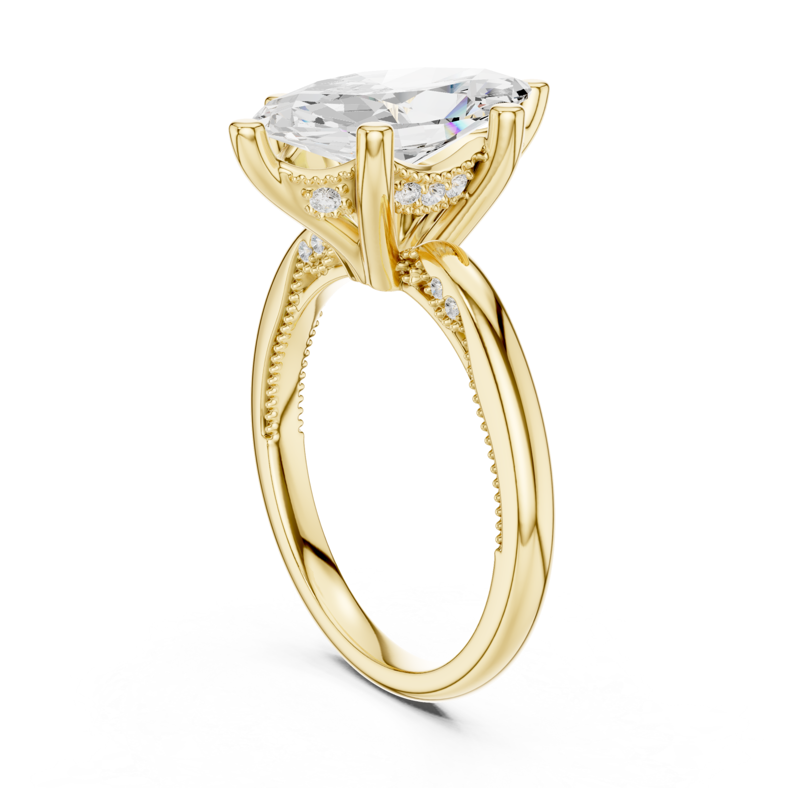  Gold Marquise Luxe Solitaire Ring Left View