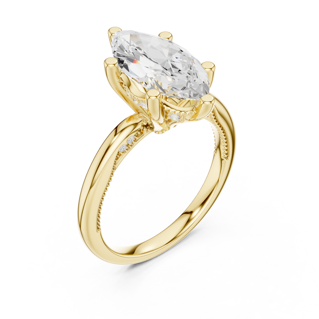 Gold Marquise Luxe Solitaire Ring Right View
