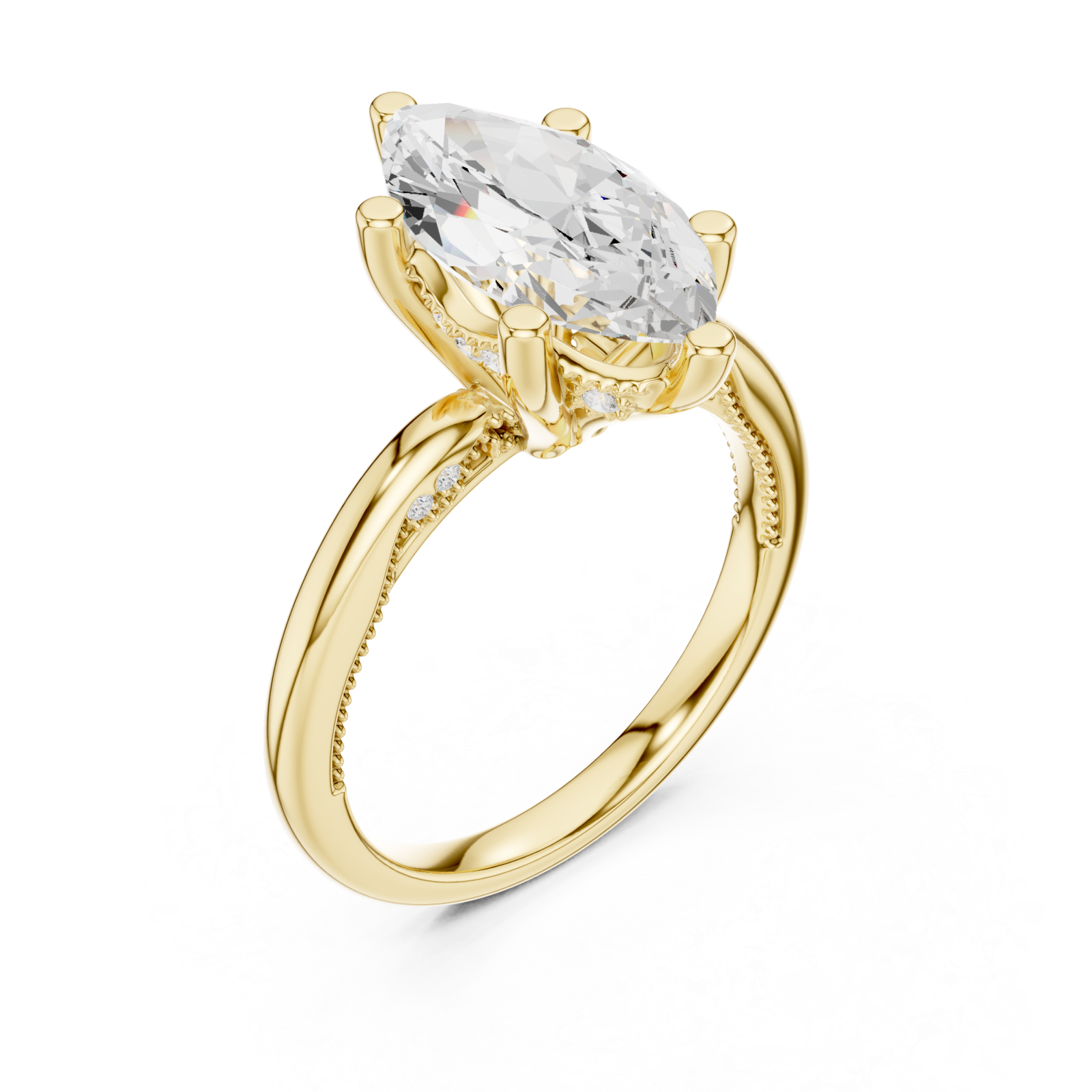 Gold Marquise Luxe Solitaire Ring Right View