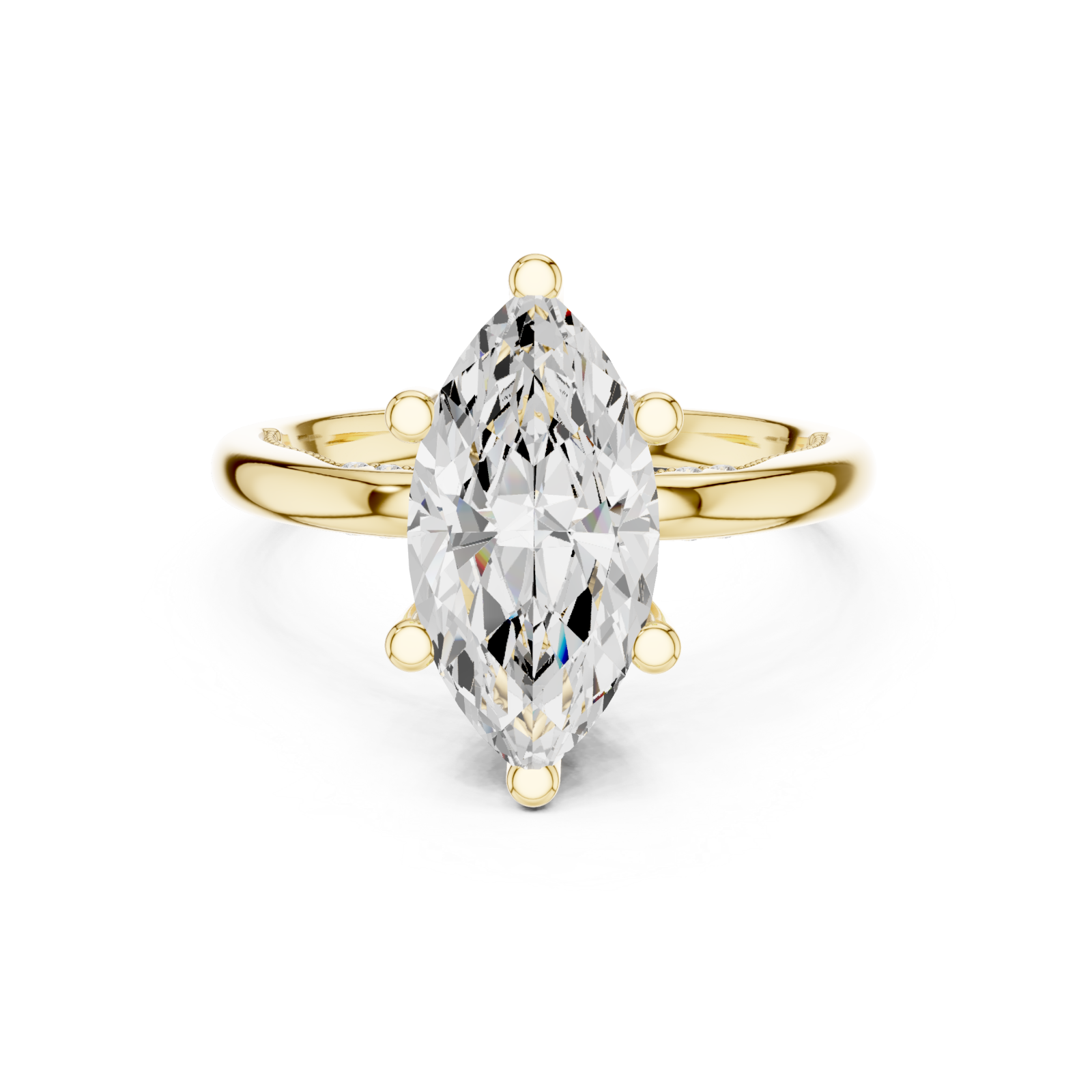  Gold Marquise Luxe Solitaire Ring Front View